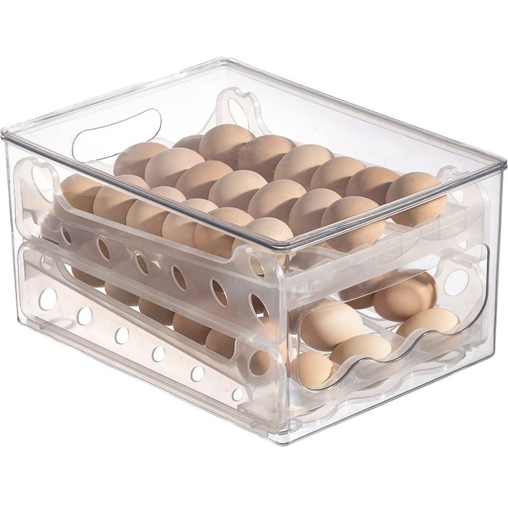 MIEDEON Stackable Plastic Egg Storage Box for Refrigerator - Slide Type Duck Egg Organizer, Household Fresh-Keeping Anti-Fall Egg Tray - Perfect for Kitchen, Farm, or Grocery Store Use