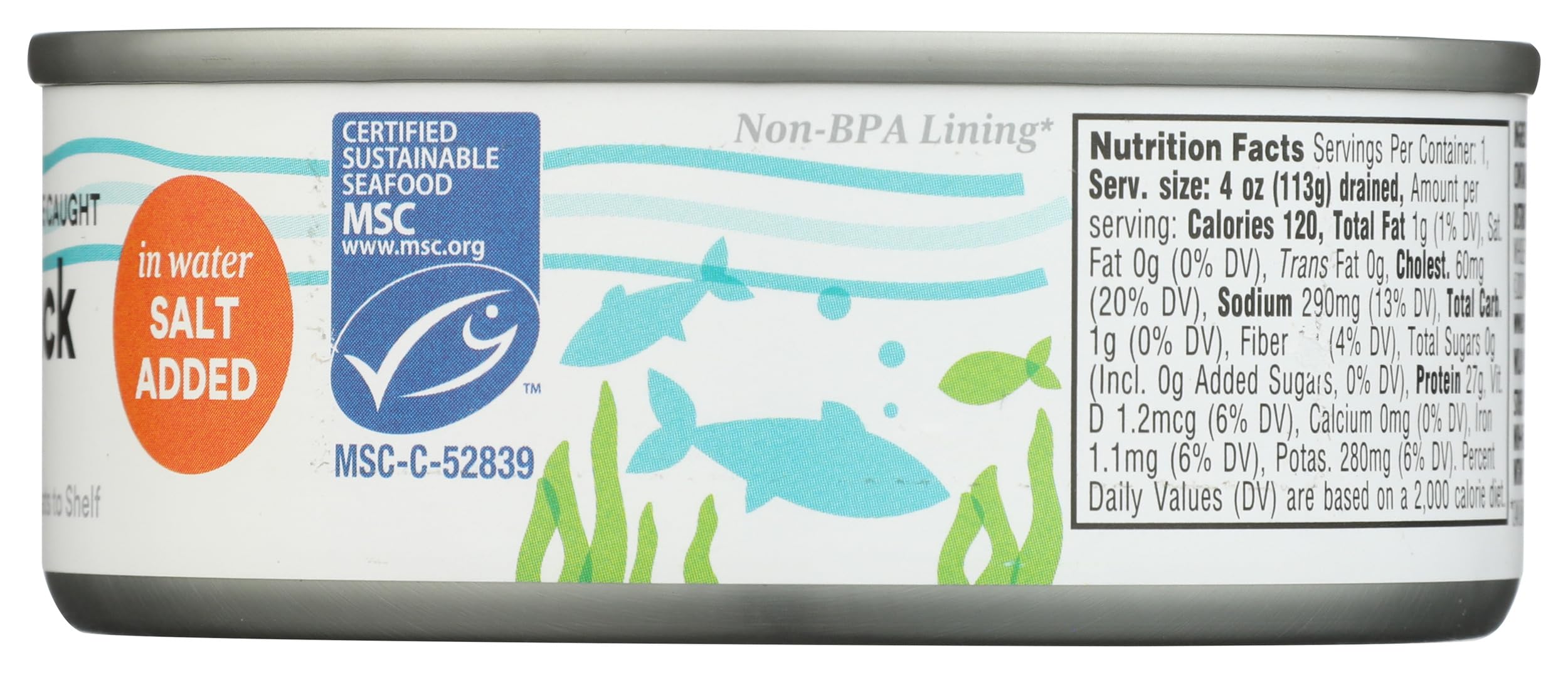 365 by Whole Foods Market, Wild-Caught Salted Skipjack Tuna in Water, 5 oz Can - High Protein, Keto & Paleo Friendly, Perfect for Salads, Sandwiches and Meal Prep