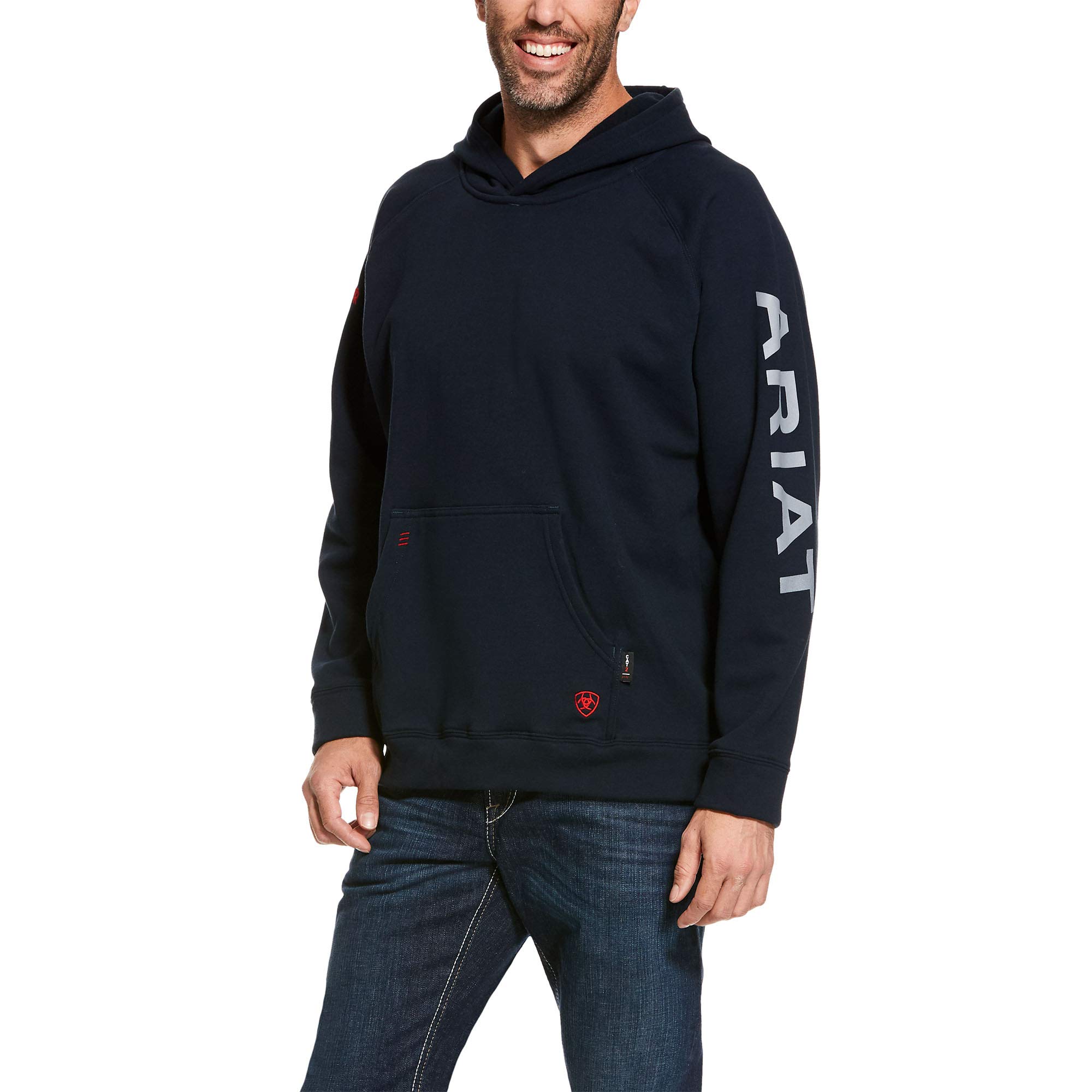 ARIAT Men's Premium Fleece Logo Hoodie - Soft & Warm Pullover for Outdoor Activities, Casual Wear & Work
