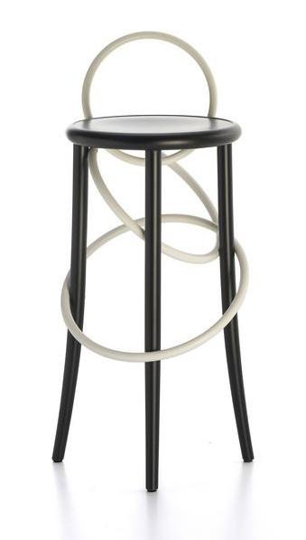 GTV Cirque Two Tone Bentwood Stool - Modern Accent Stool for Living Room, Bedroom & Entryway - Handcrafted Wooden Bar Stool with Elegant Design