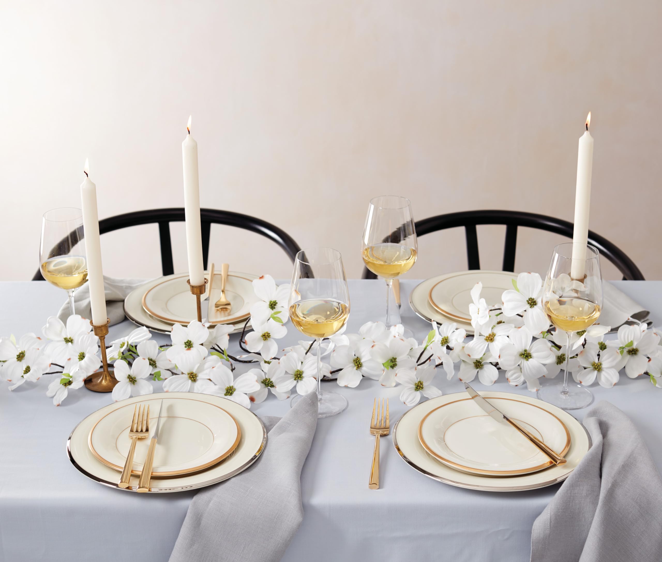 Lenox Solitaire 5-Piece White Dinnerware Place Setting - Elegant Bone China Tableware Set for Formal Dining, Weddings & Special Occasions