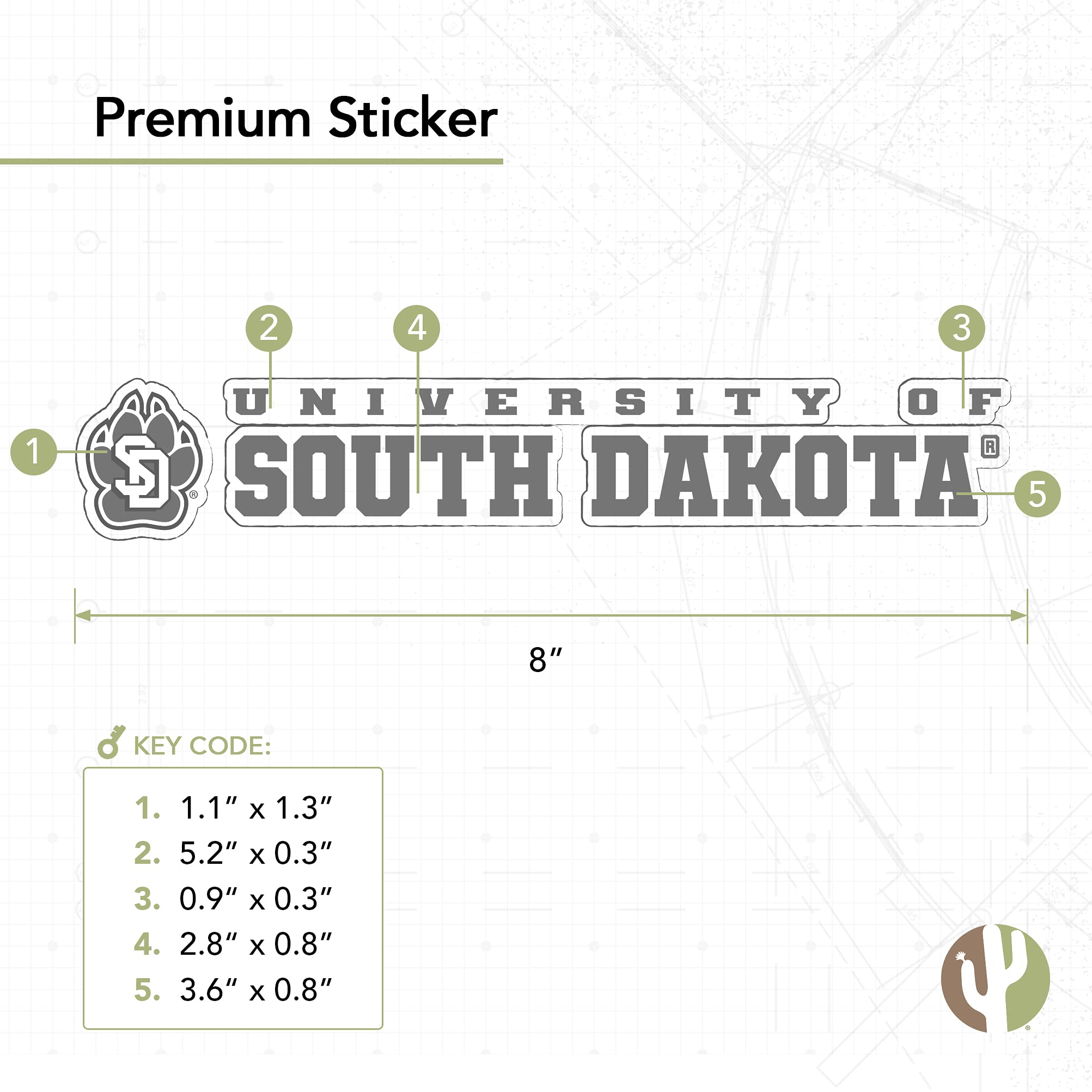 University of South Dakota Logo Vinyl Sticker Decal - 8 Inch Waterproof Laptop, Water Bottle, Car, Scrapbook Decoration for College Pride & School Spirit