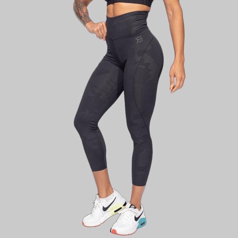 Better Bodies High Waist Leggings for Women - Black Camo Print Yoga Pants, Tummy Control Workout Leggings for Running, Gym & Lounge Wear