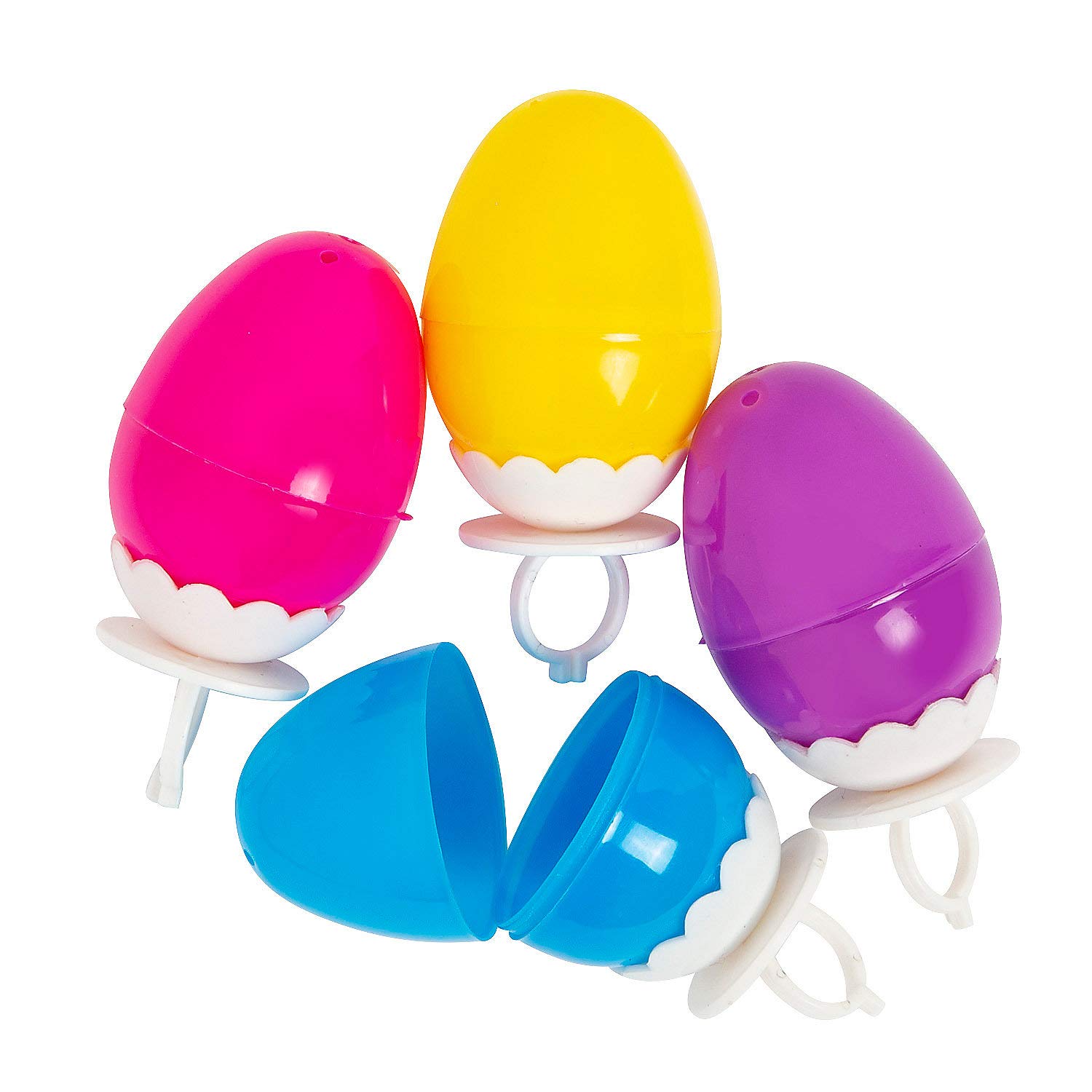 Fun Express Easter Egg Ring Jewelry Set - 12PCS Colorful Spring Party Favors for Kids, Easter Egg Hunt, Classroom Crafts & Holiday Gifts - Perfect for Easter Celebrations, Birthday Parties & Seasonal Decorations
