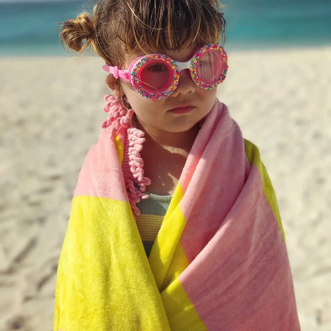 Bling2O Purple Donut Sprinkle Kids Swim Goggles - UV Protection, Anti-Fog, Leak-Proof for Toddlers & Children - Perfect for Pool, Beach & Swimming Lessons