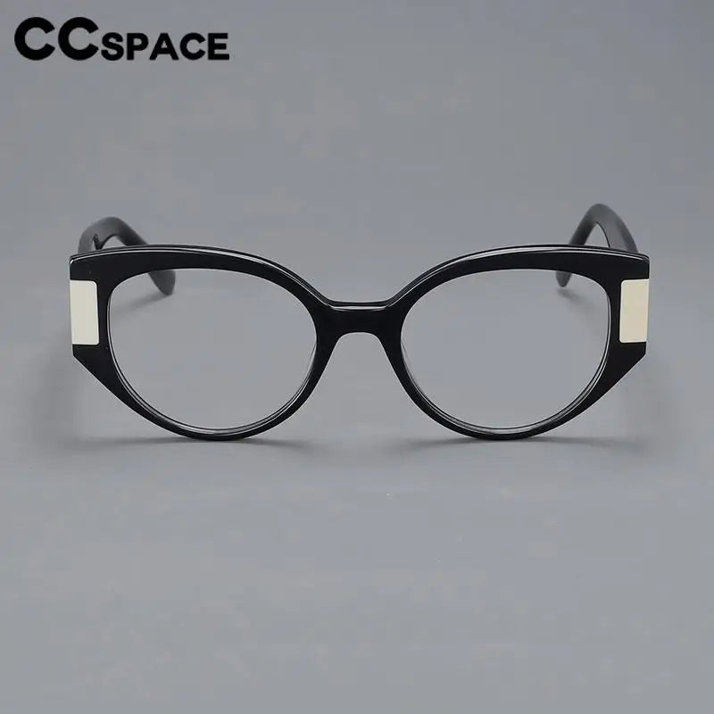 CCspace Unisex Full Rim Cat Eye Acetate Titanium Eyeglasses Frame 57203 - Stylish Lightweight Glasses for Men & Women - Perfect for Work, Reading, and Fashion Accessories