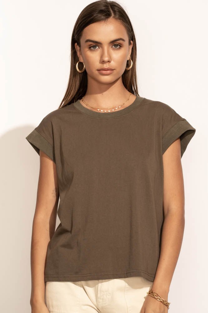 Arlo Women's Olive Green Top - Casual Short Sleeve Blouse for Everyday Wear, Work & Outings