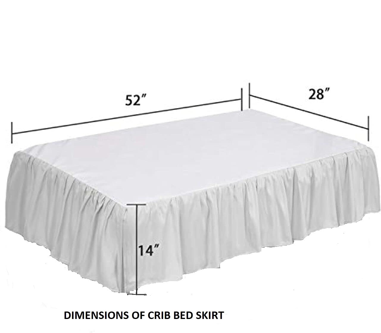 Light Blue Crib Bed Skirt - 100% Natural Cotton Dust Ruffle for Nursery & Toddler Beds - 14 Inch Drop - Breathable Baby Bedding for Boys & Girls - Perfect for Cribs, Bassinets & Nursery Decor