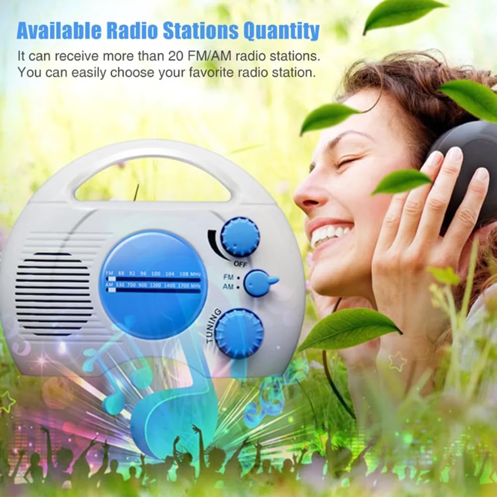 SOFORFREEM Portable Shower Radio - Waterproof AM/FM Radio with 4-Level Water Resistance, Mini Bathroom Radio with SD Card Slot - Perfect for Shower, Bathroom, Poolside & Outdoor Use
