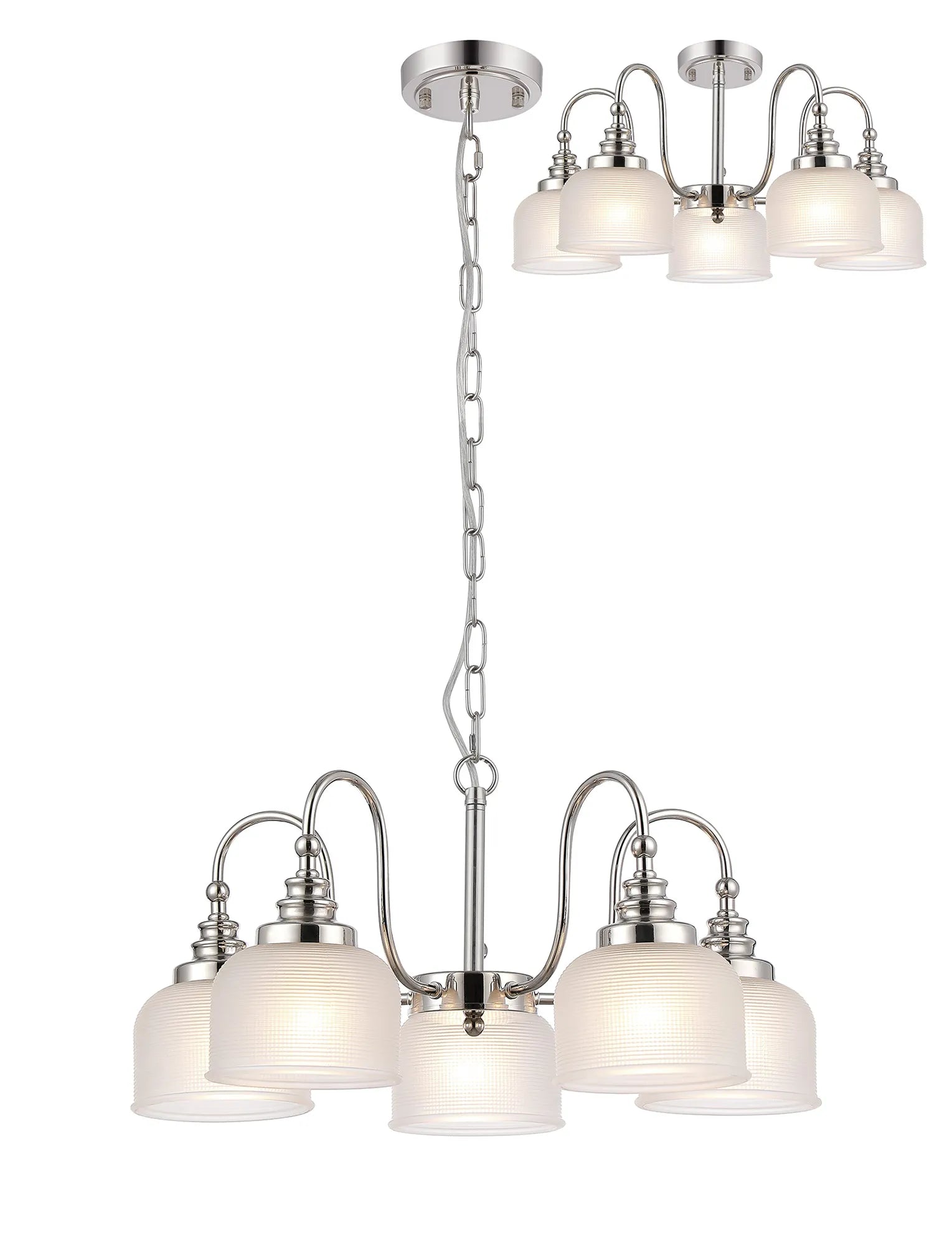 Cleron 3/5/8Lt Semi Flush Mount Pendant Light Fixture - Modern Ceiling Lighting in Multiple Colors for Living Room, Bedroom & Dining Room