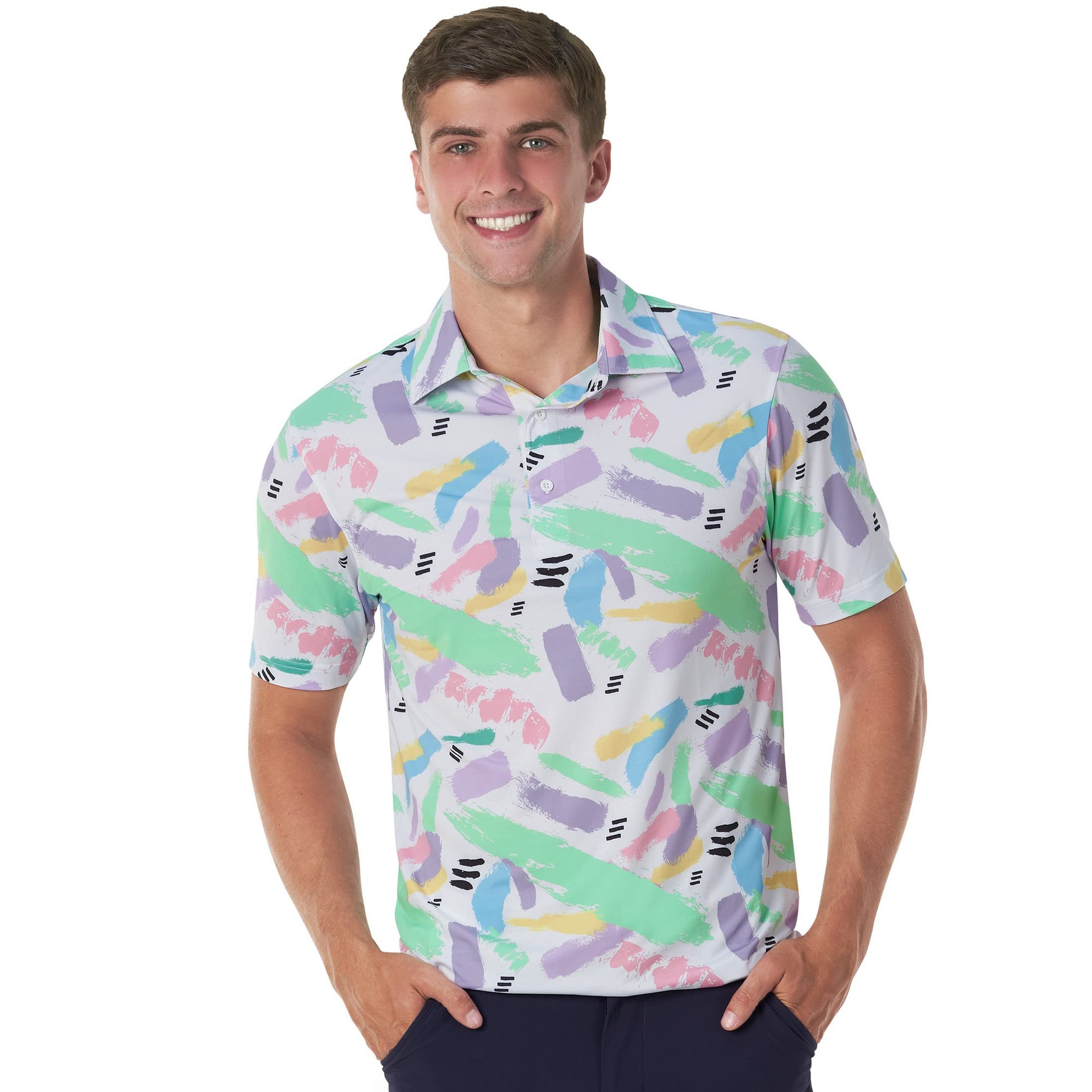 Royal & Awesome Men's Golf Shirts - Funny & Colorful Golf Polos for Men - Bright Design for Golf Courses & Casual Wear