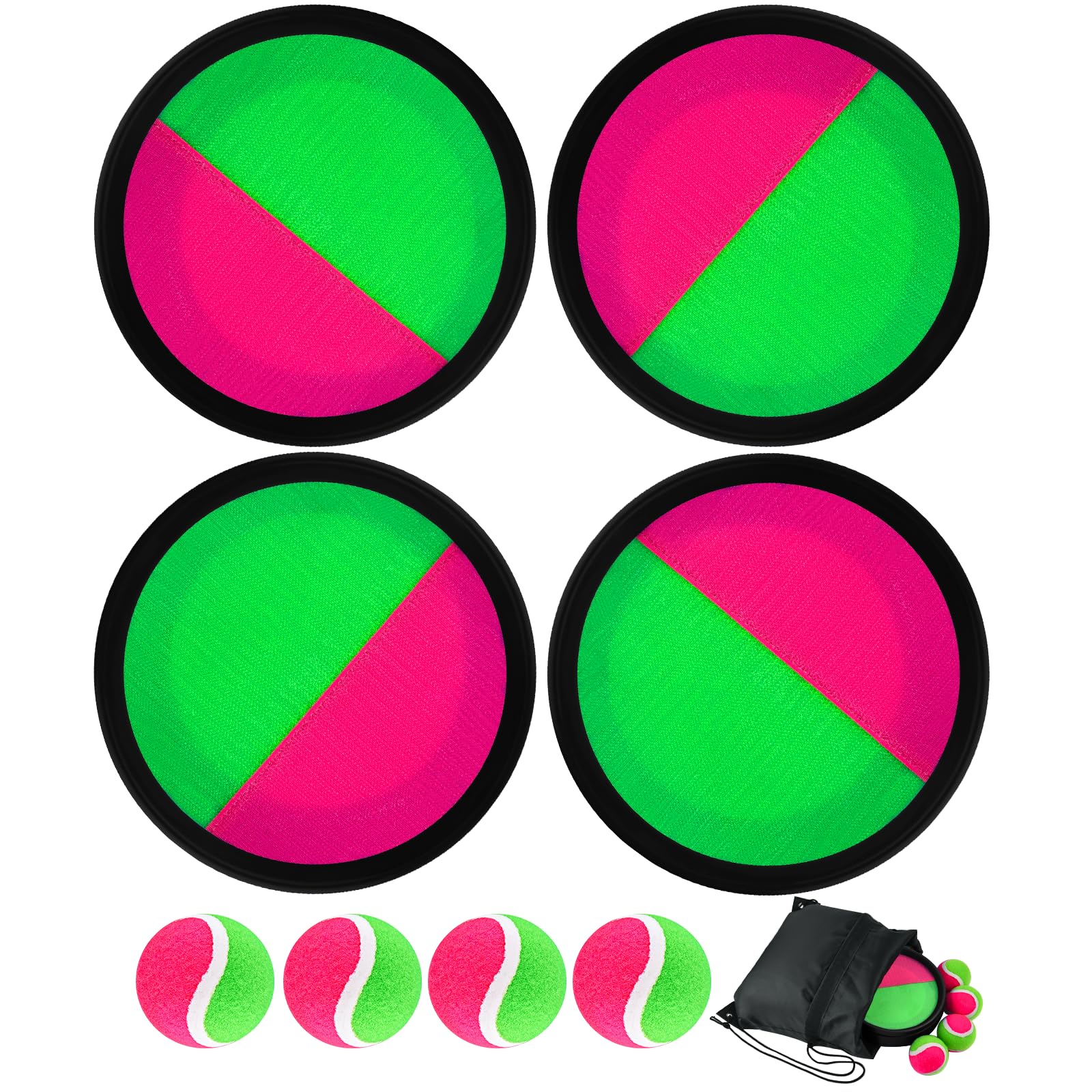 Morcheiong Toss and Catch Ball Game Set - 4/6 Paddles & 4 Balls with Storage Bag - Outdoor Beach Toys for Kids & Family Fun - Perfect for Backyard, Park, Picnic and Beach Activities