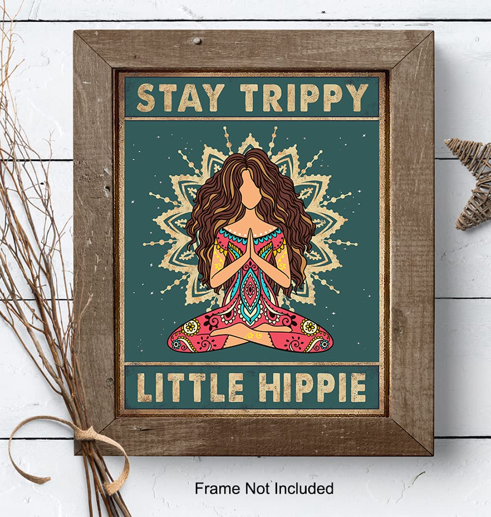 Trippy Hippie Wall Decor - Boho Art for Women & Girls - Zen Meditation Room Decor