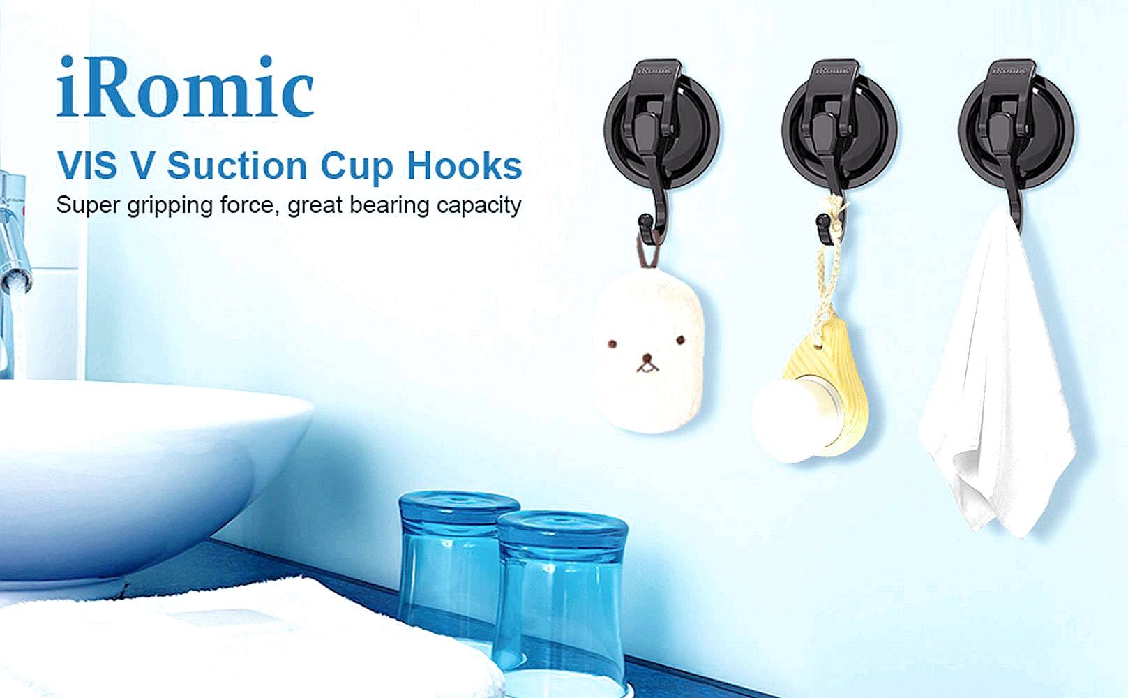Heavy Duty Vacuum Suction Cup Hooks (2 Pack) - Strong Adhesive Hooks for Shower, Glass Window, Kitchen, Bathroom & Restroom Organization - Gunmetal Silver - Perfect for Hanging Towels, Robes, and Decor in Wet Areas