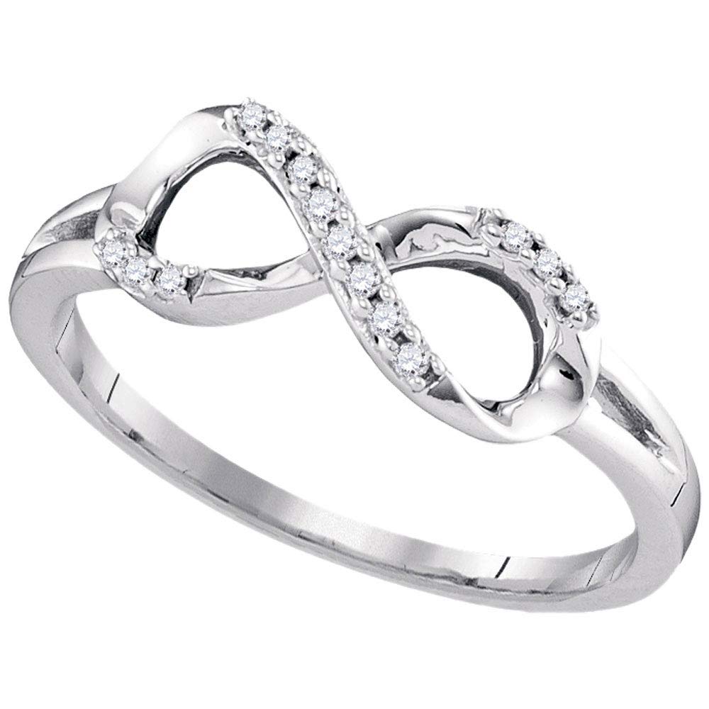 Dazzlingrock Collection 10K White Gold Women's Round Diamond Infinity Fashion Ring 1/12 CTW - Perfect for Anniversary Gifts, Valentine's Day & Special Occasions