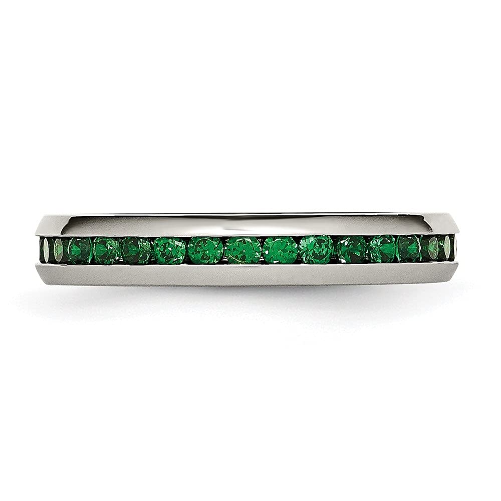 Stunning 4mm Round Cut Green Cubic Zirconia Ring in Stainless Steel | Diamond2Deal | Perfect for Engagement, Wedding, Anniversary & Everyday Elegance