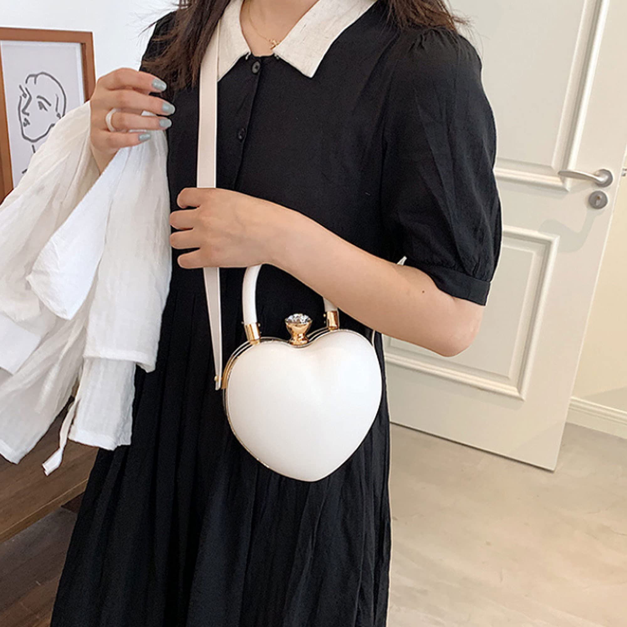 Goclothod Buddy Women's Heart-Shaped PU Leather Clutch Purse - Elegant Shoulder Bag for Parties, Date Nights & Special Occasions
