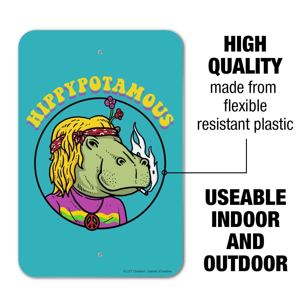 Funny Hippo Wall Sign - Hippypotamous Humor Decor for Home, Office & Business - Perfect for Gifts & Room Decor