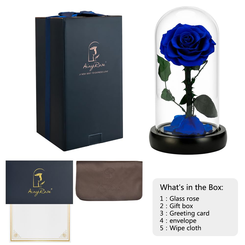 Forever Preserved Real Rose Flower in Glass Dome - Eternal Rose Gift for Women, Mom, Valentine's Day, Mother's Day, Christmas & Anniversary - Perfect Romantic Home Decor & Luxury Keepsake