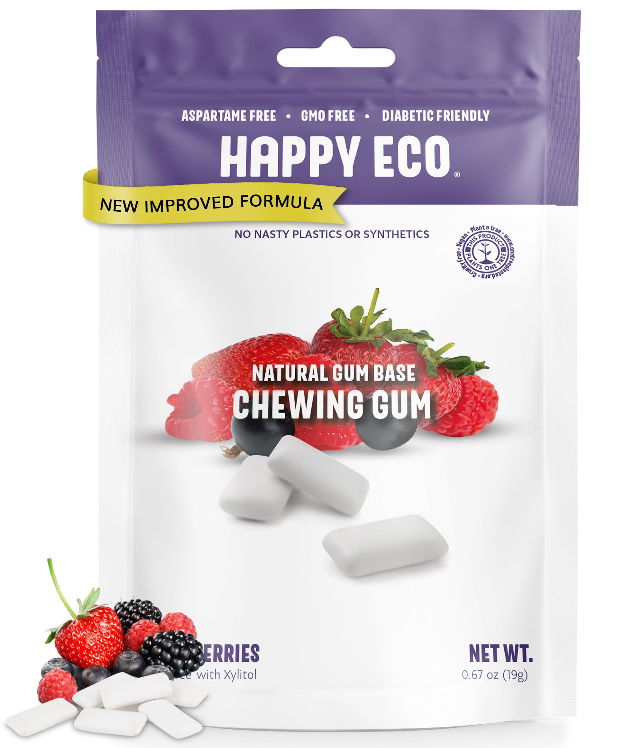 Sugar Free Natural Chewing Gum (84 Pcs) - Xylitol Gum with Stevia - Aspartame Free - Vegan, Gluten Free, Keto Friendly - Mixed Berry Flavor - Perfect for Freshening Breath, Oral Care & On-the-Go Snacking