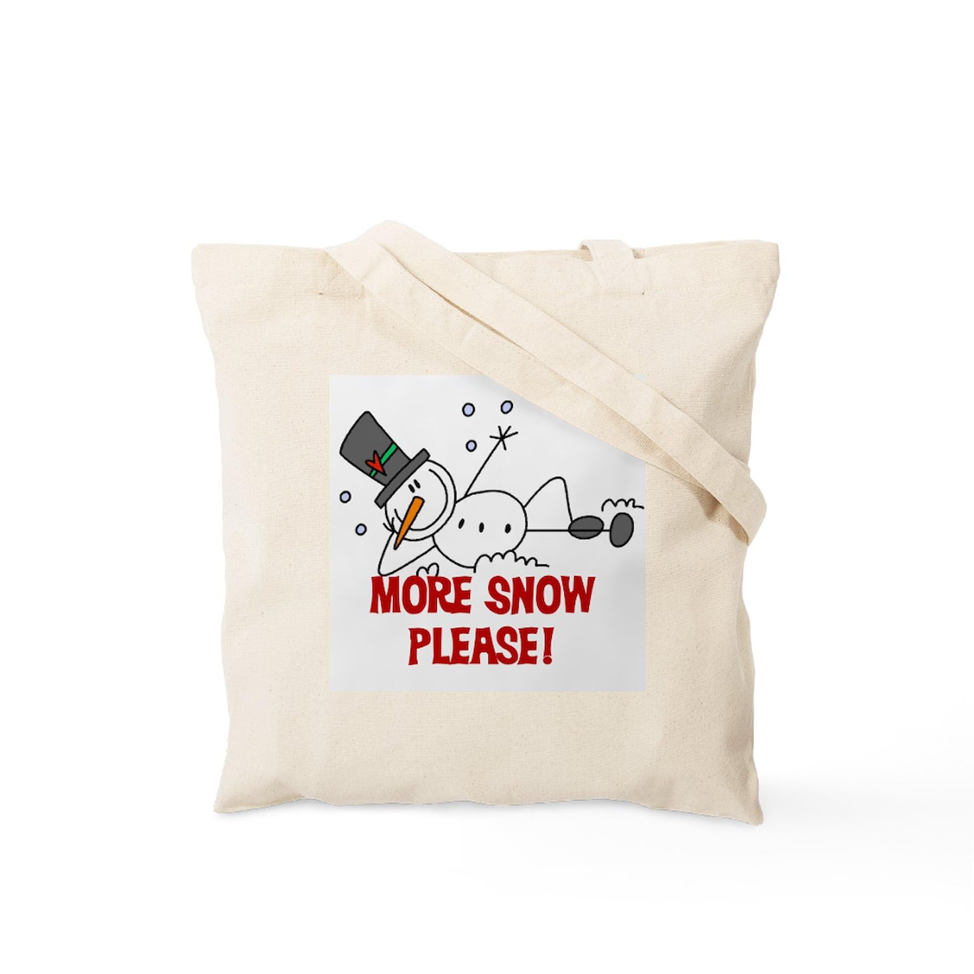 More Snow Snowman Tote Bag - Natural Canvas Reusable Shopping Bag for Groceries, Beach & Holiday Gifts | Eco-Friendly Cotton Tote with Fun Winter Design