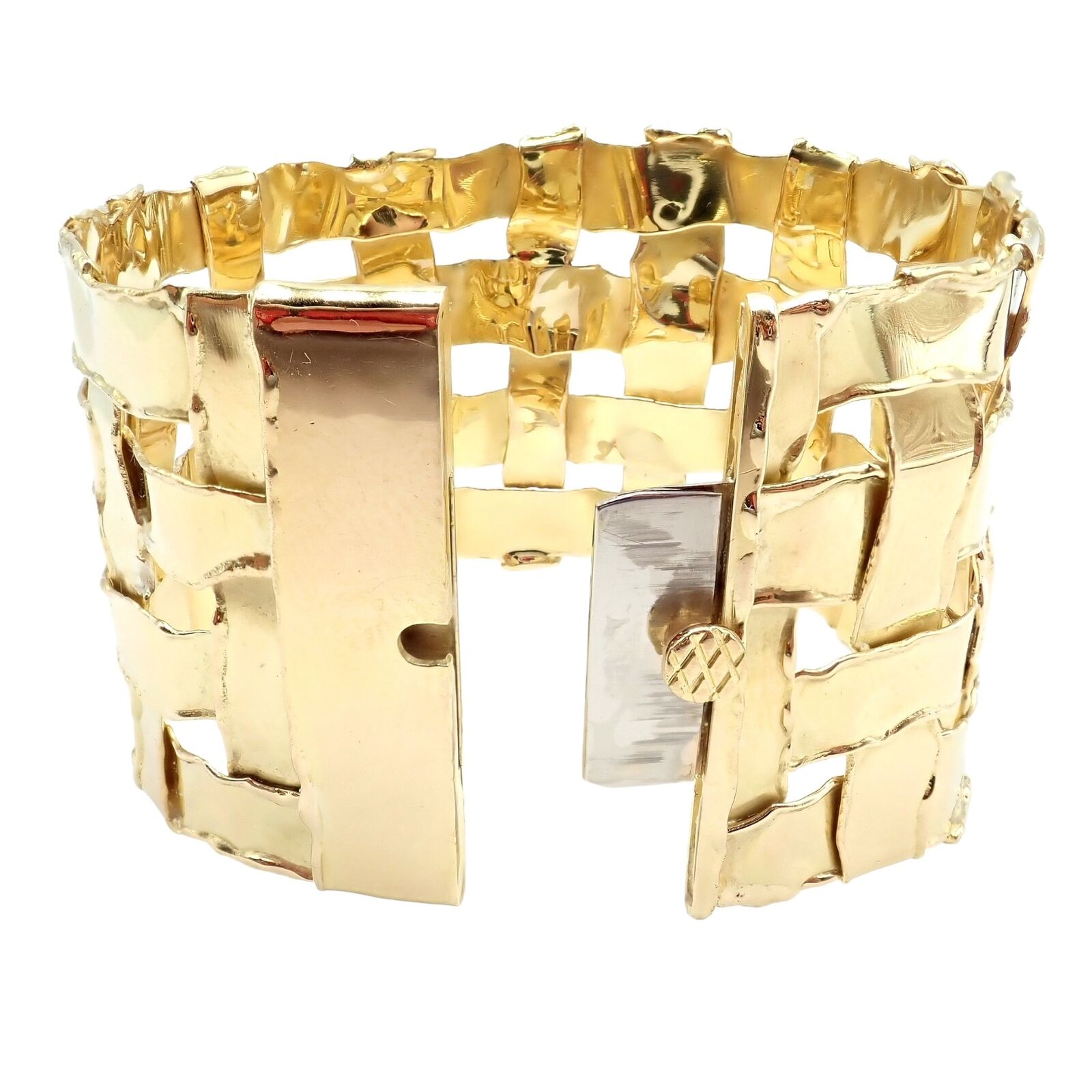Authentic Vintage Tiffany & Co 18k Yellow Gold Basket Weave Wide Bracelet - Luxury Jewelry Gift for Women, Perfect for Weddings, Anniversaries & Special Occasions