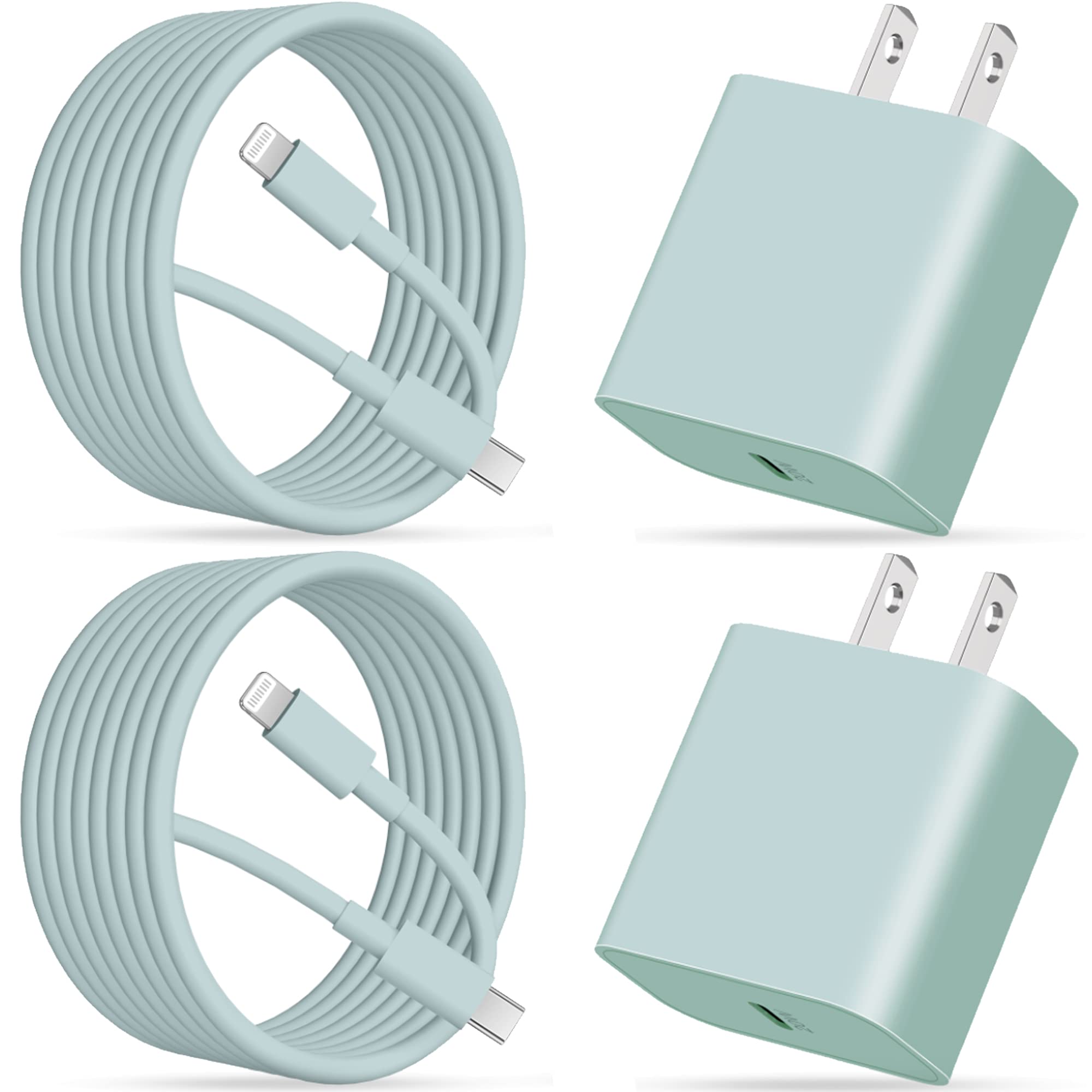 2-Pack 20W PD USB C Fast Wall Charger with 10FT USB-C to Lightning Cable - Compatible with iPhone 14/13/12/11/XS/X/Pro Max/Mini, iPad - Quick Charging for Home, Office & Travel