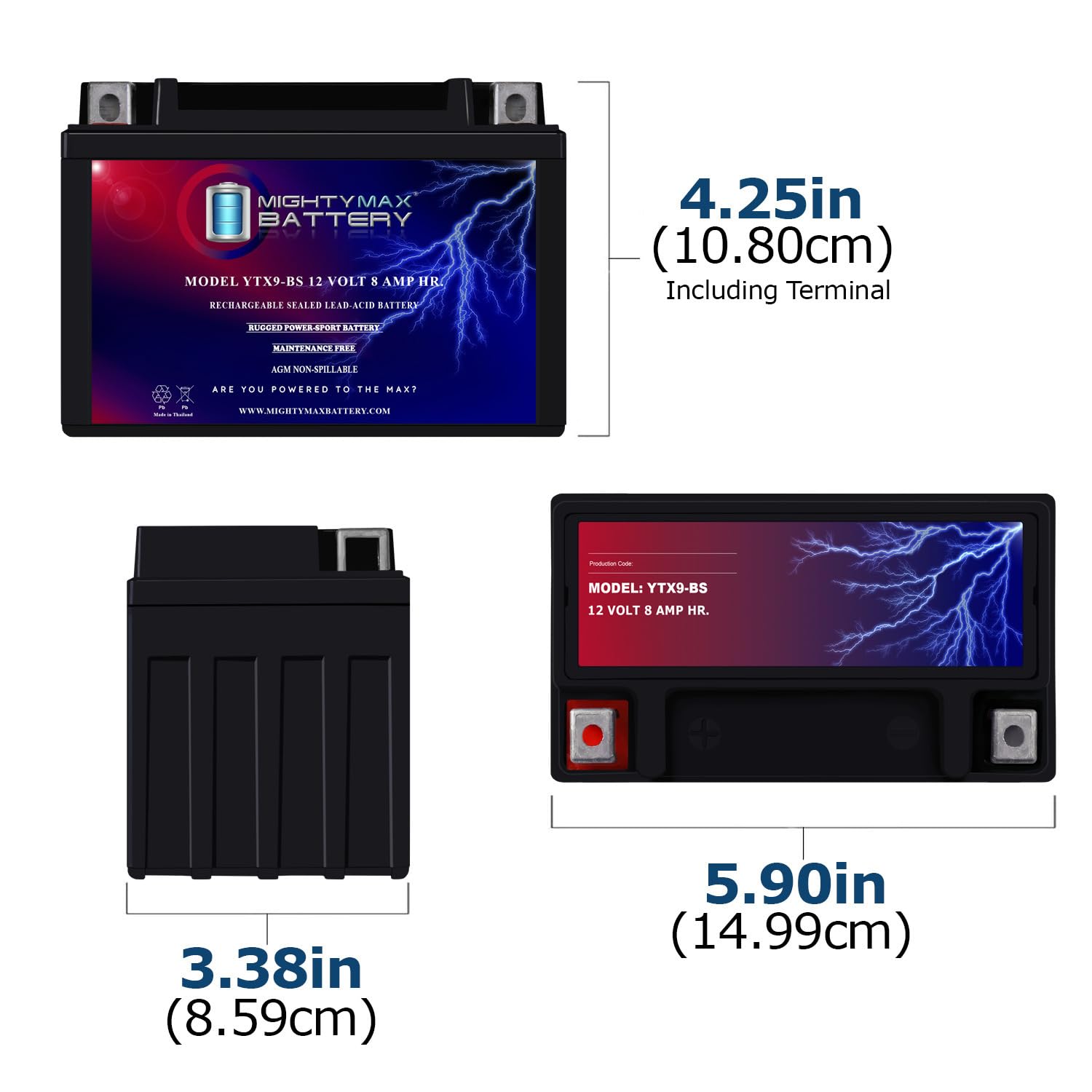 Mighty Max YTX9-BS 12V Sealed Lead Acid Battery for Suzuki LTZ400 QuadSport ATV - Includes 12V 1Amp Smart Charger - Perfect for Off-Road Vehicles, Motorcycles & Power Sports Equipment