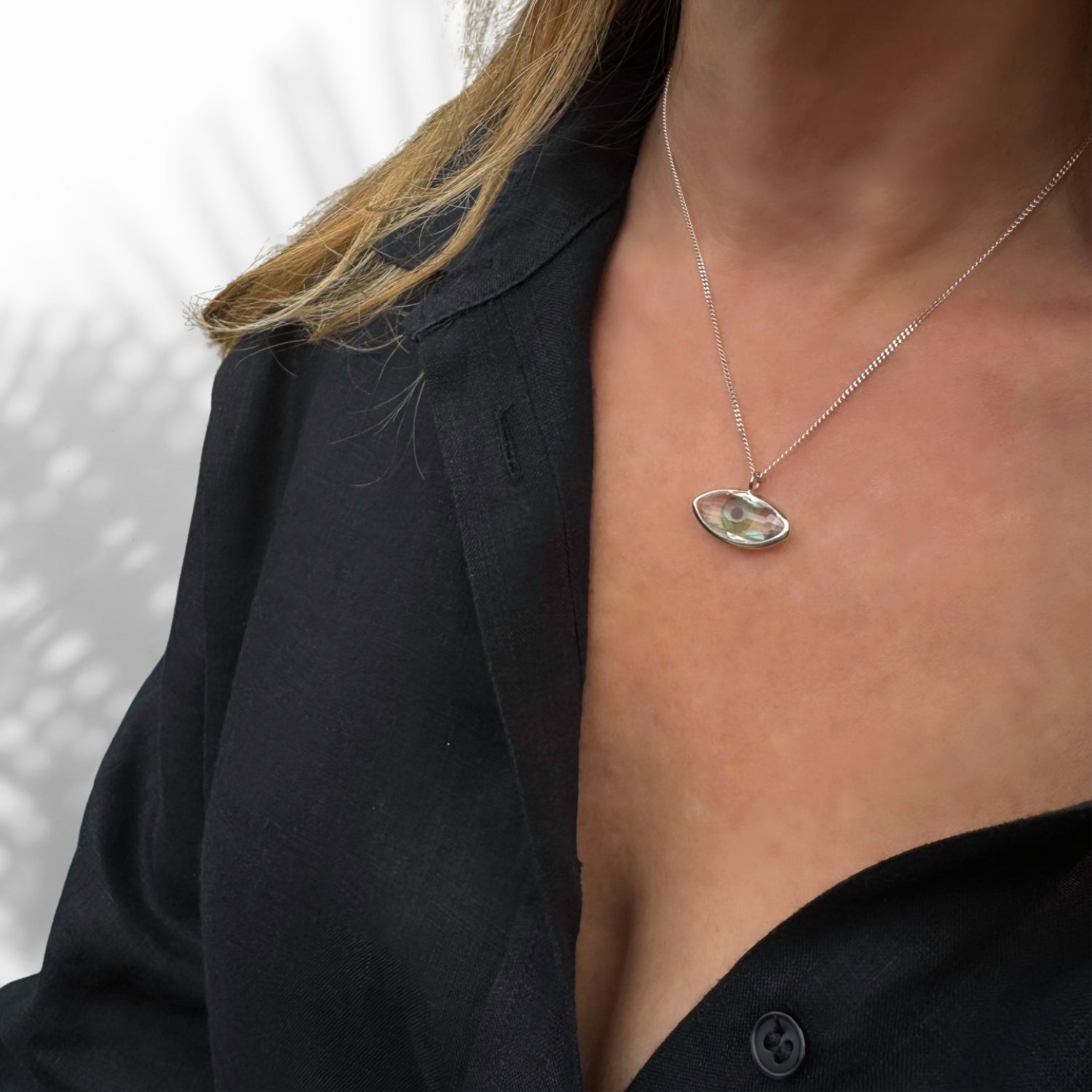Evil Eye Necklace for Women - Sterling Silver Protection Pendant with Green Gemstone for Positive Energy & Good Luck - Perfect for Everyday Wear, Gifts & Spiritual Healing