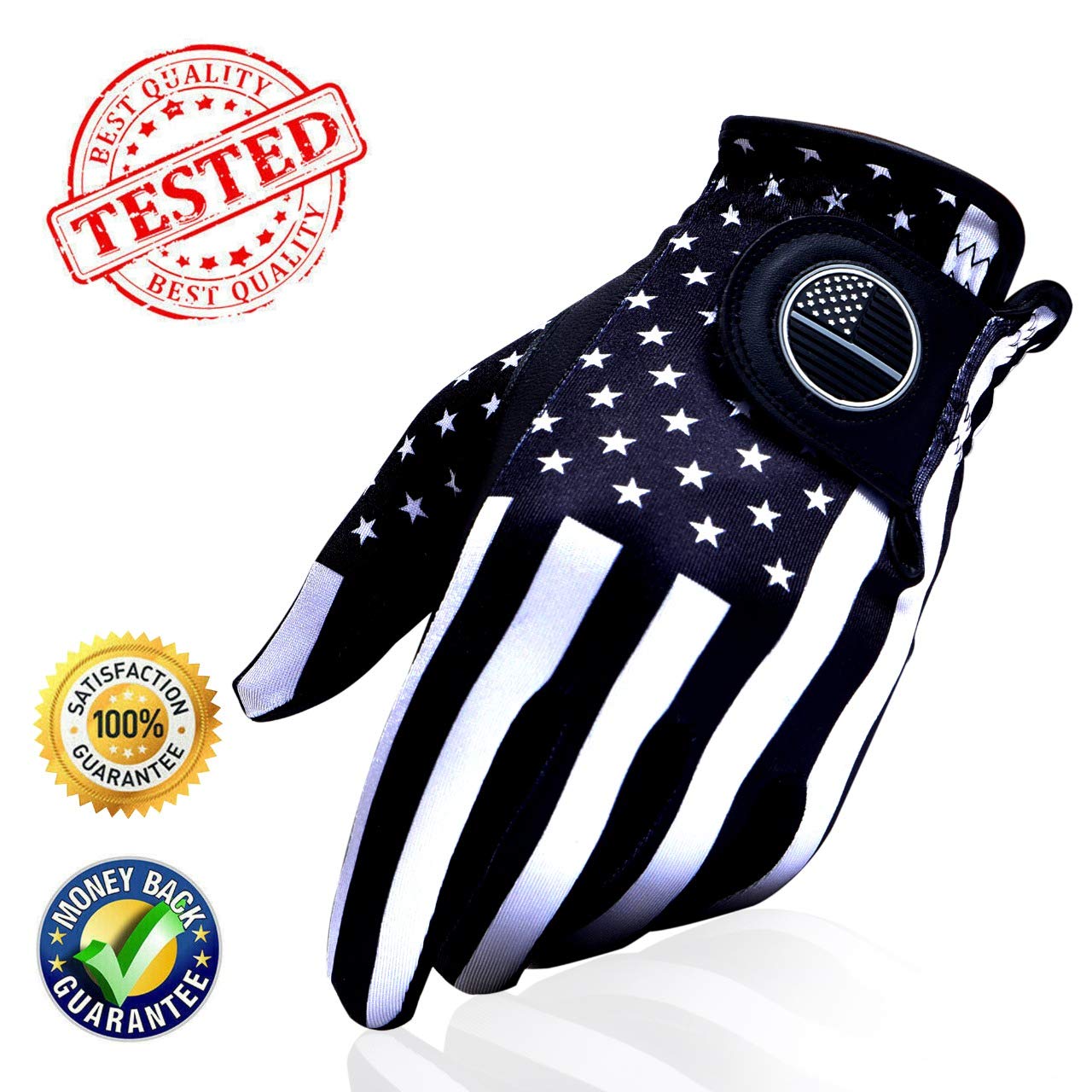 American Flag Golf Gloves for Men & Women - Left & Right Hand Options with Perfect Grip - Patriotic Golf Accessories for Driving Range, Tournaments & Casual Play