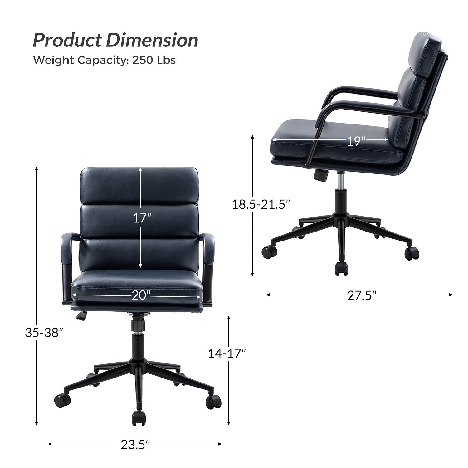 Johannes Task Office Chair - Ergonomic Adjustable Desk Chair with Lumbar Support for Home & Office Workspace - Perfect for Long Hours of Sitting, Gaming, and Remote Work