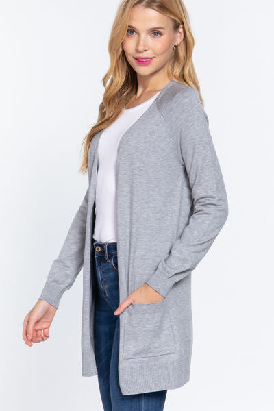 Active Basic Open Front Long Sleeve Cardigan Sweater for Women - Cozy Knit Wrap Cover Up for Fall & Winter - Perfect for Office, Lounge & Casual Outings