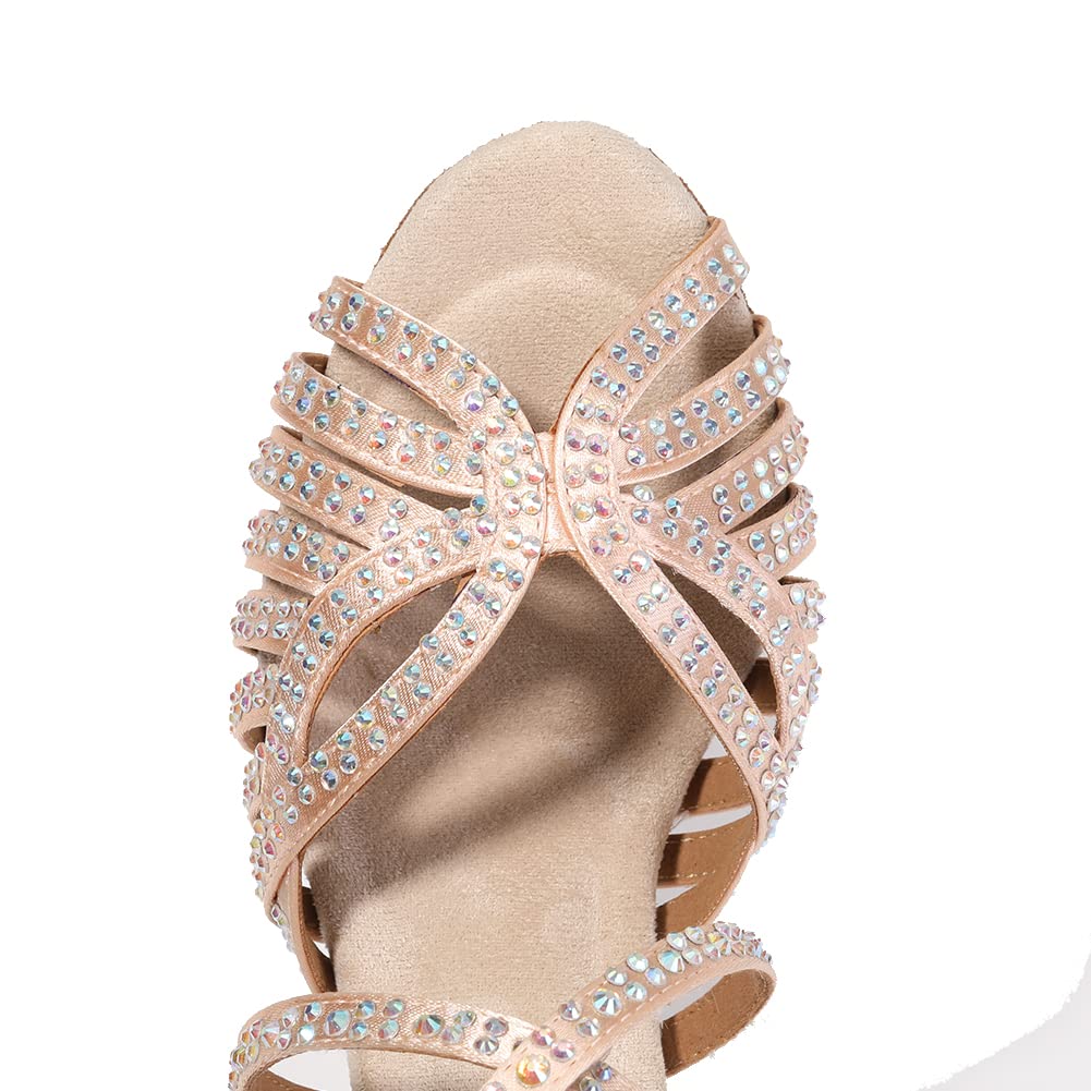 SWDZM Women's Rhinestone Ballroom Dance Shoes - Latin Salsa Heels for Party & Performance, Model L379 | Perfect for Weddings, Competitions & Social Dancing