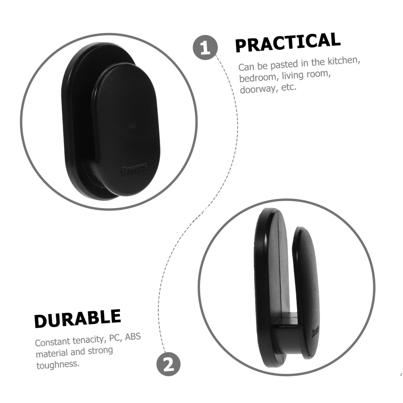 Hoement 4-Pack Car Hooks - Heavy Duty Sticky Hooks for Car, Wall & Outdoor Use - Multi-Purpose Hangers for Keys, Earphones, Grocery Bags & More - ABS Plastic Car Accessories (Perfect for Road Trips & Daily Organization)