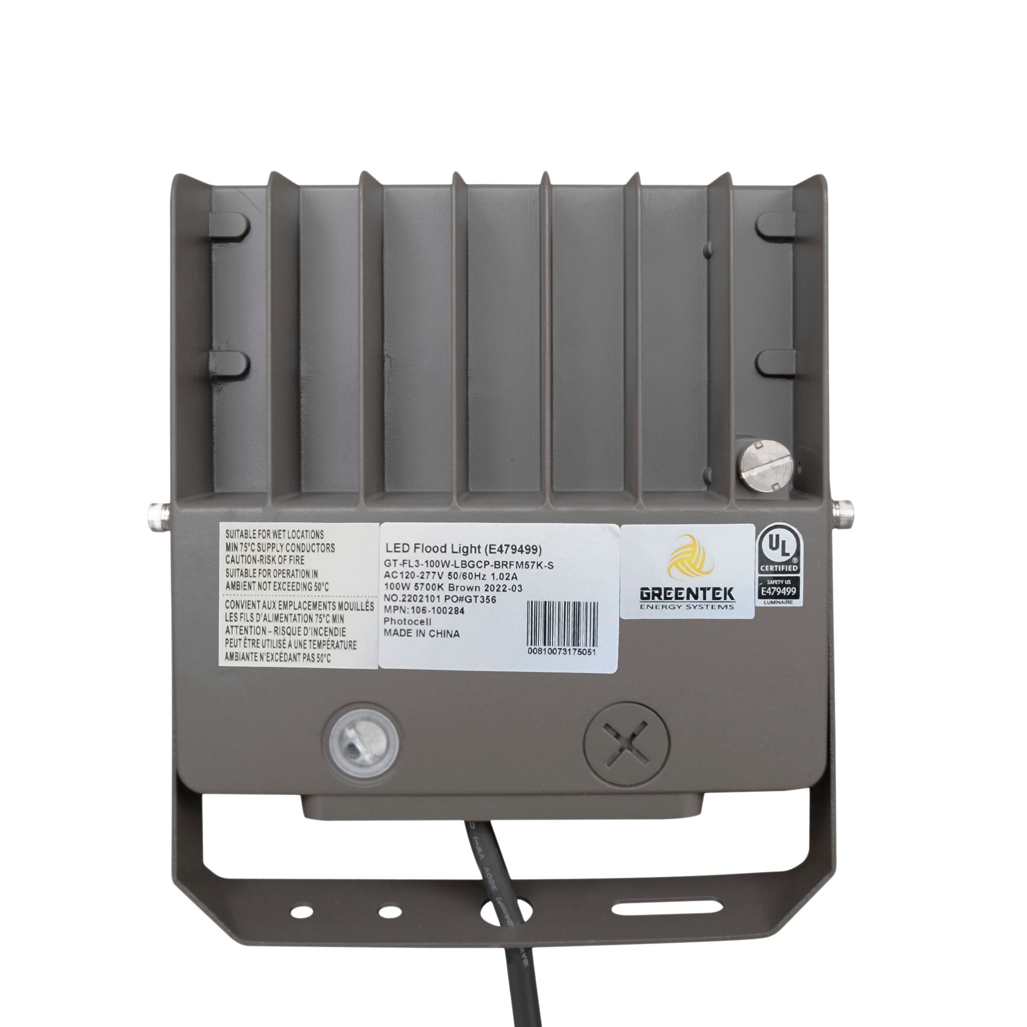 100W LED Flood Light FL3 - 13500 Lumens, Photocell Sensor, UL & DLC Certified - Perfect for Outdoor Security, Parking Lots, and Stadium Lighting
