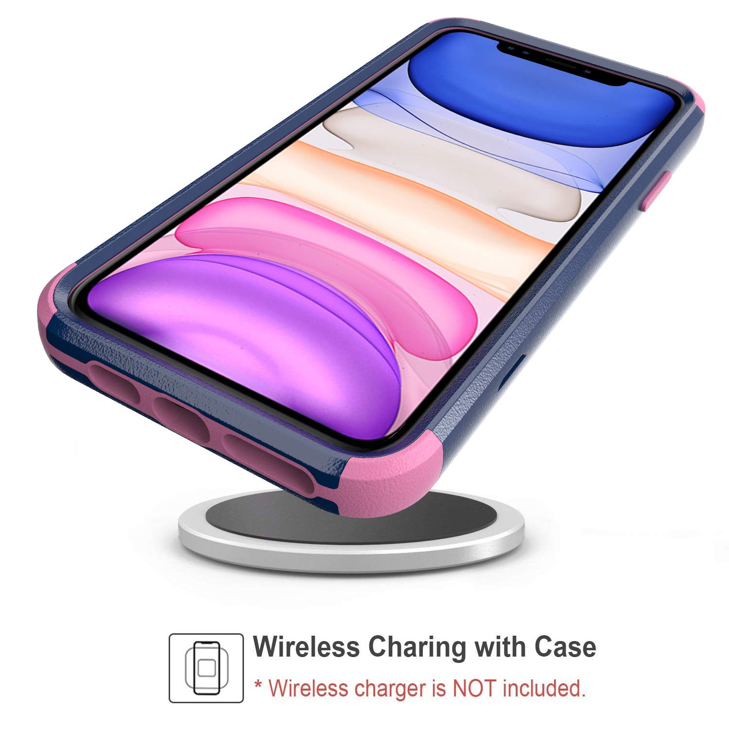 Shockproof Heavy Duty Armor Case for iPhone 12 Pro Max - 3 Layer Protective Rugged Cover with Cute Blue & Pink Design | Perfect for Outdoor Activities, Work & Travel Protection