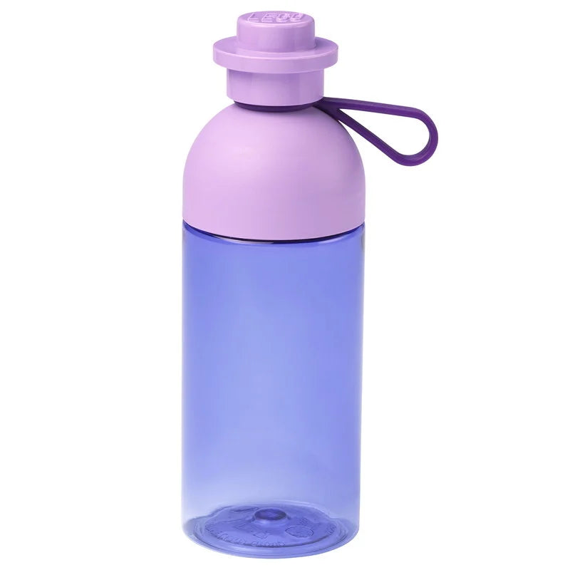 LEGO Compatible 0.5L Transparent Lavender Water Bottle - BPA Free Kids Sports Bottle for School, Gym & Outdoor Activities