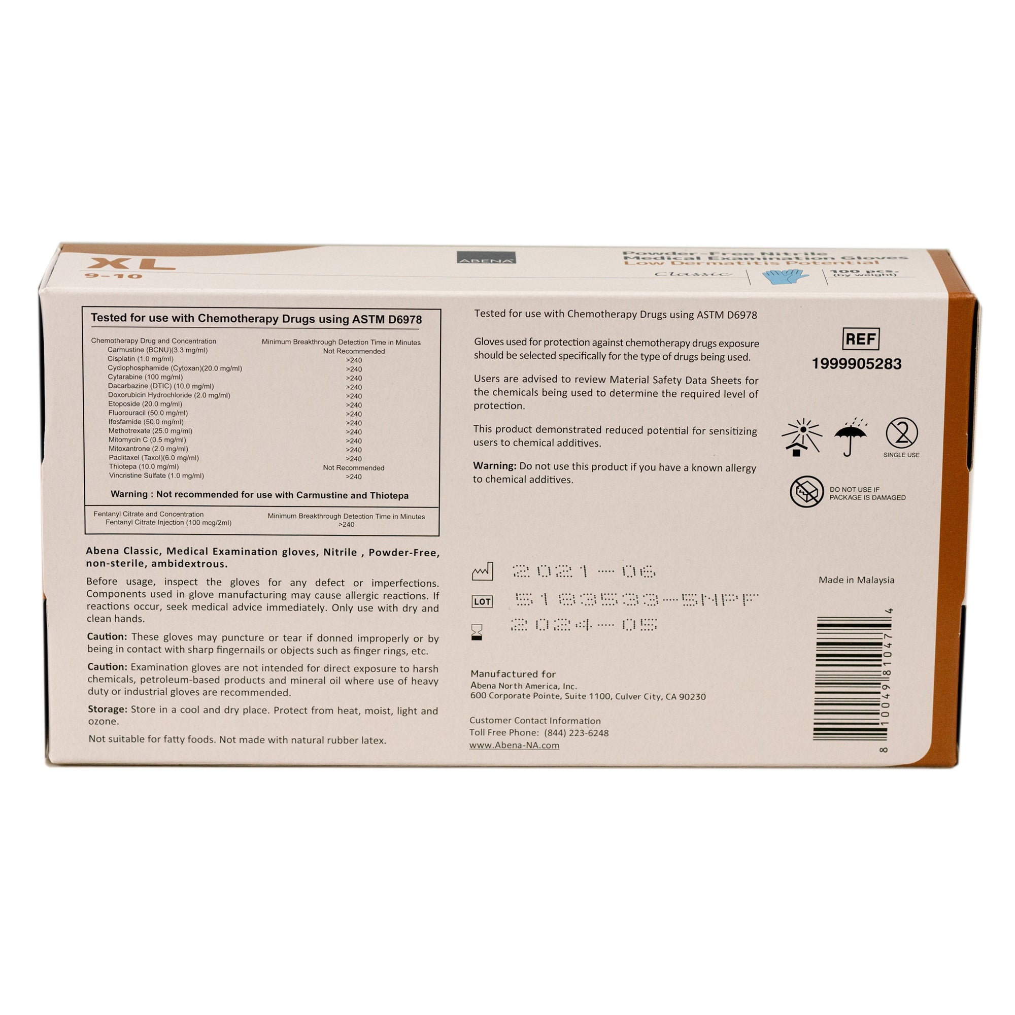Abena Nitrile Gloves - Chemotherapy Approved, Latex-Free, Powder-Free Disposable Gloves for Medical Use, Food Handling & Cleaning - 100/Box