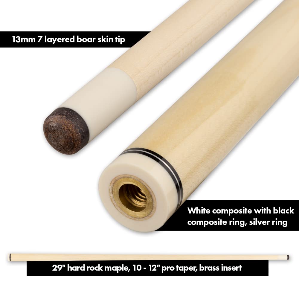 ACTION Starters STR04 Brown with Black Stained Handle Pool Cue Stick - Professional Billiards Accessory for Home Game Rooms & Bars