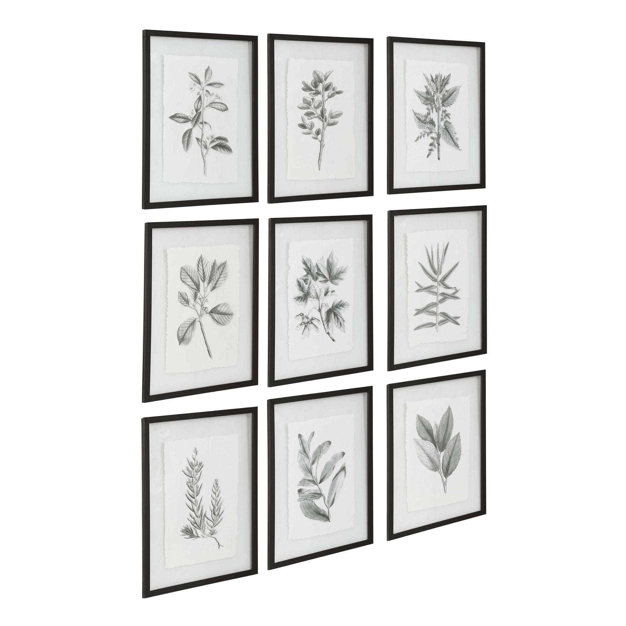 Farmhouse Floral Framed Wall Art Prints - Set of 9 Black and White Botanical Decor for Living Room, Bedroom & Office