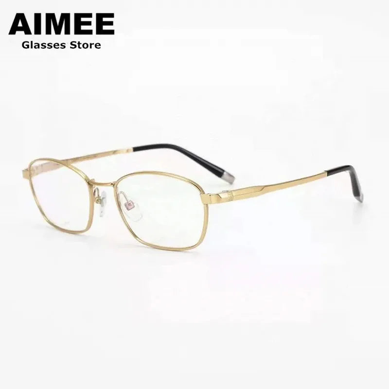 Aimee Unisex Full Rim Square Titanium Eyeglasses Frame 27010 - Lightweight Durable Glasses for Men & Women - Perfect for Reading, Work, and Everyday Use