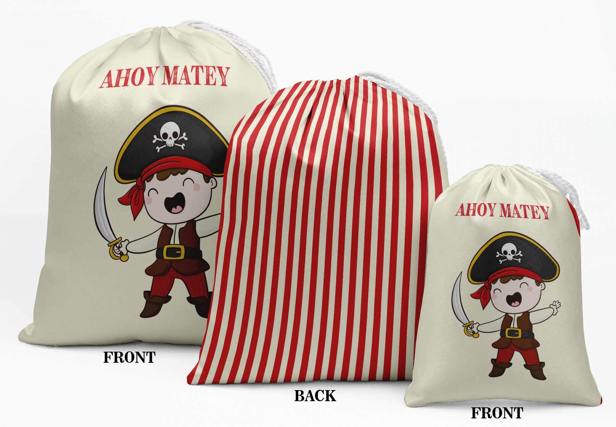 Ahoy Matey Birthday Party Favor Bags - 15 Pack White Pirate Theme Candy Pouches for Kids Party Supplies & Gift Bags | Perfect for Themed Parties, Baby Showers, and Treasure Hunt Favors