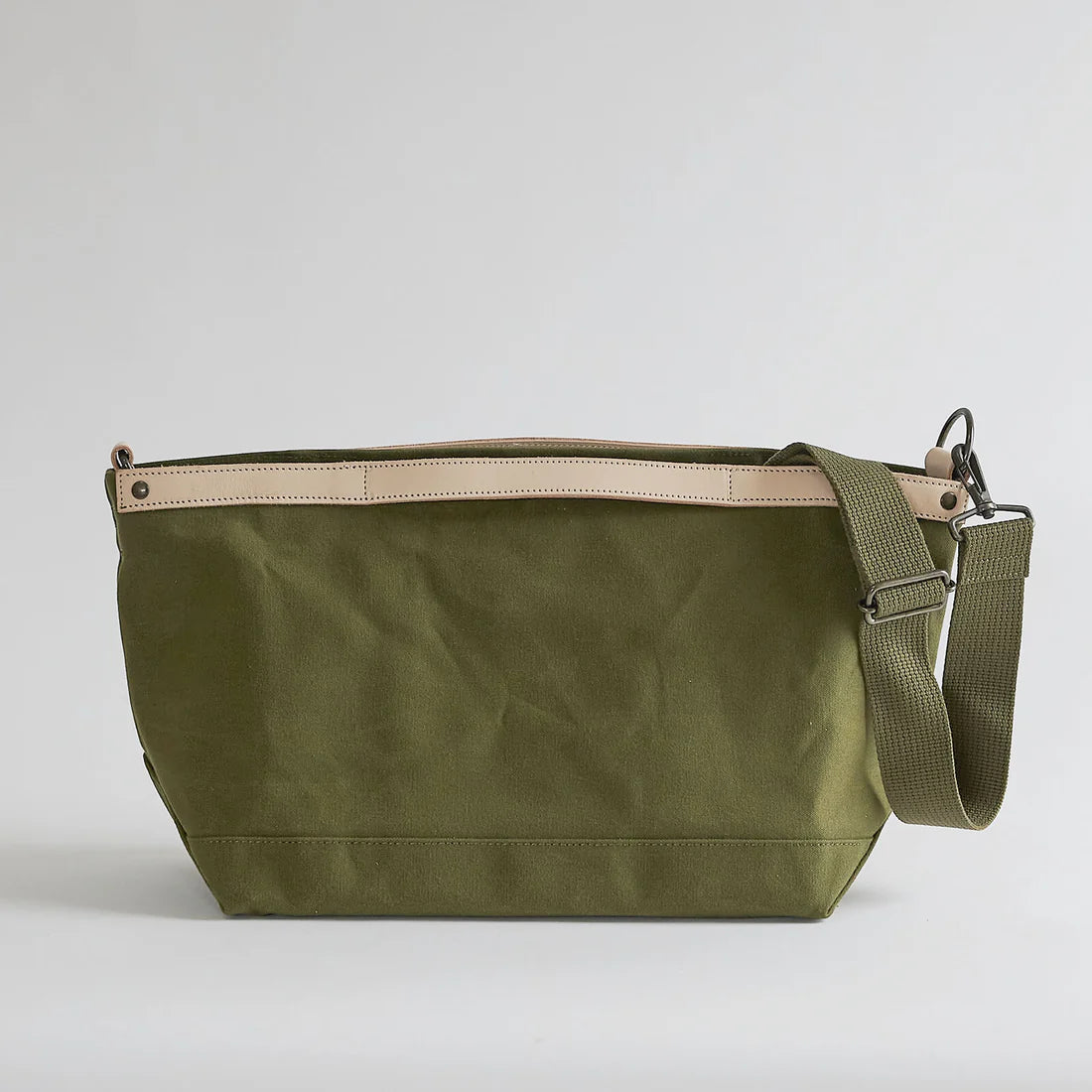 Kurashiki Hampu Canvas Shoulder Bag - Khaki Japanese Style Tote for Women & Men | Durable Cotton Crossbody Bag for Travel, Work & Everyday Use