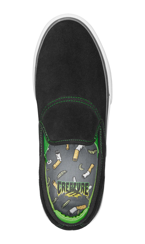 Emerica x Creature Wino G6 Slip-On Skate Shoes for Men - Black/Green - Comfortable & Durable for Skateboarding & Casual Wear