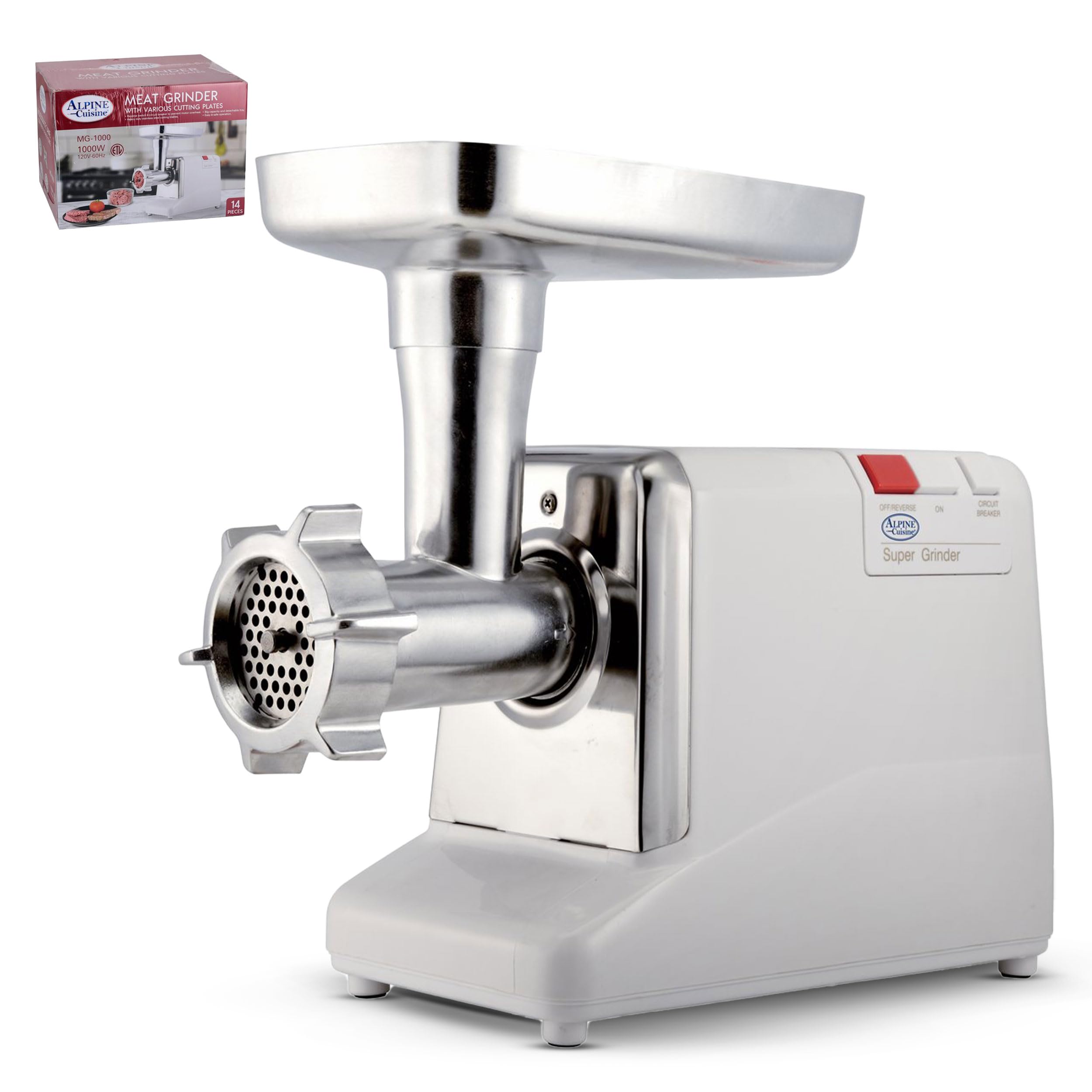 1000W Stainless Steel Electric Meat Grinder with UL Approval - High Capacity Meat Tray, Blade & Sausage Stuffer - Perfect for Home Kitchen, BBQ Parties & Hunting Season - Easy to Clean & Durable