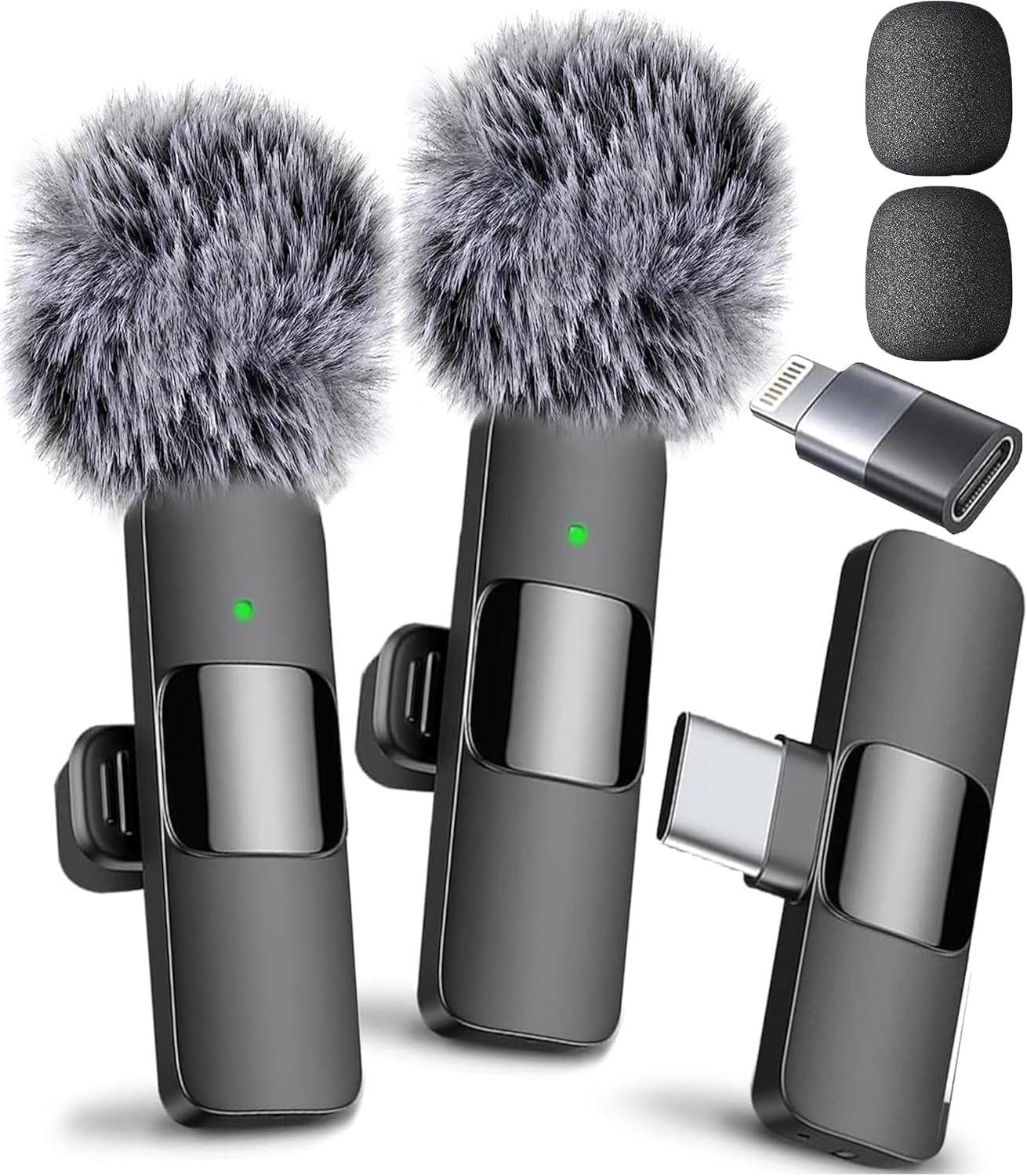 Mini Pro Wireless Lavalier Microphone for iPhone iPad Android - 2 Pack USB-C Mic with Crystal Clear Sound for Podcasting, ASMR, Video Recording, YouTube & Live Streaming