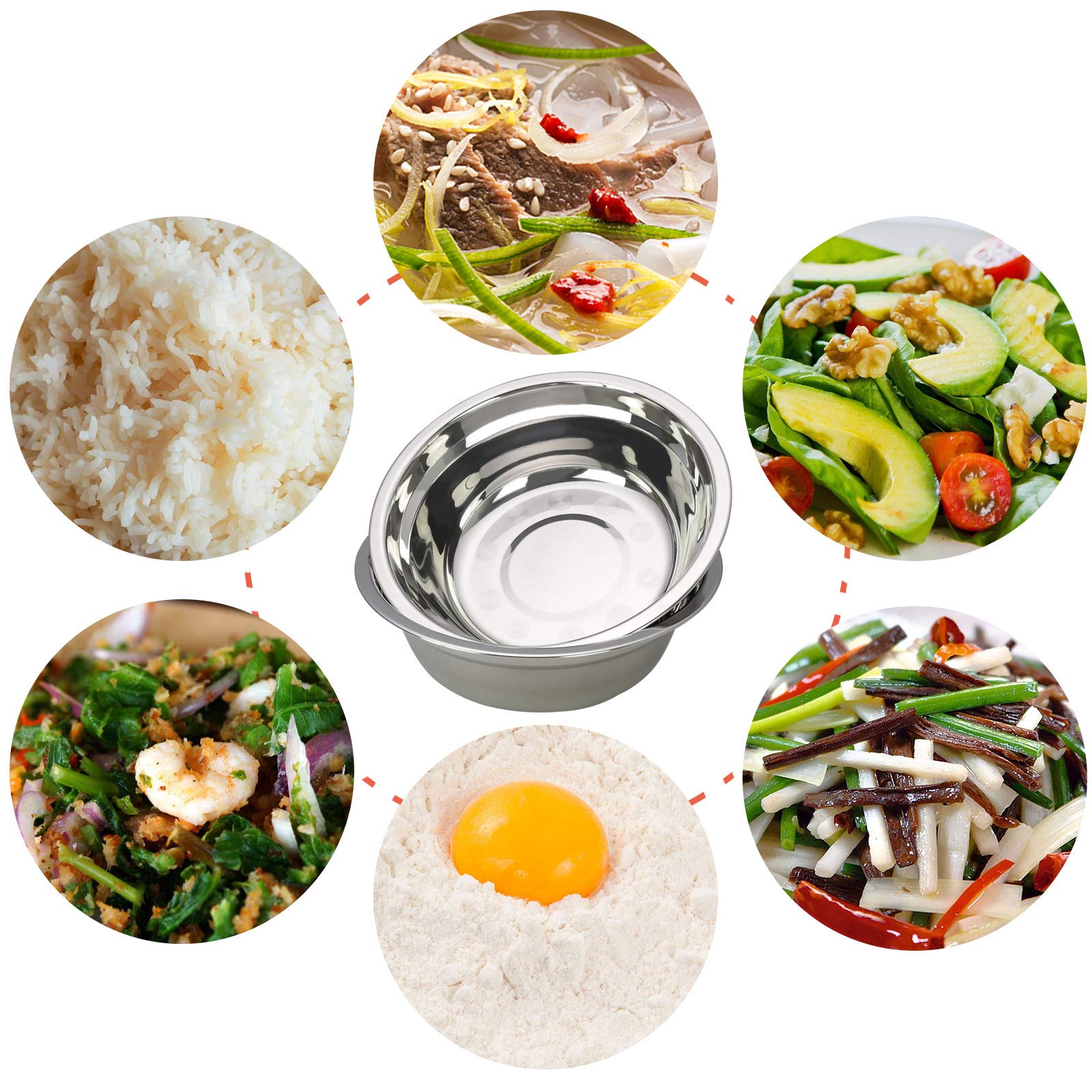 6-Pack Stainless Steel Mixing Bowls for Salad, Cooking & Baking – Durable Serving Bowls for Kitchen Prep, Meal Mixing & Food Presentation