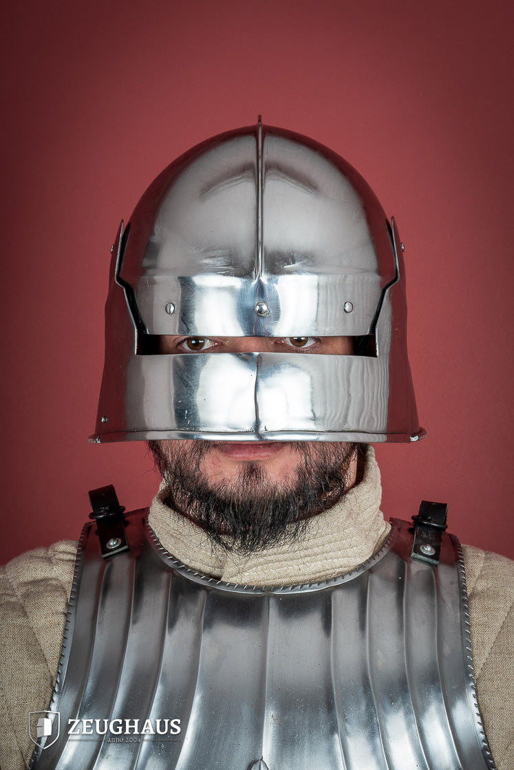 Polished 1.6mm Medieval Infantry Sallet Helmet - Authentic Knight Armor for LARP, Cosplay & Renaissance Fairs
