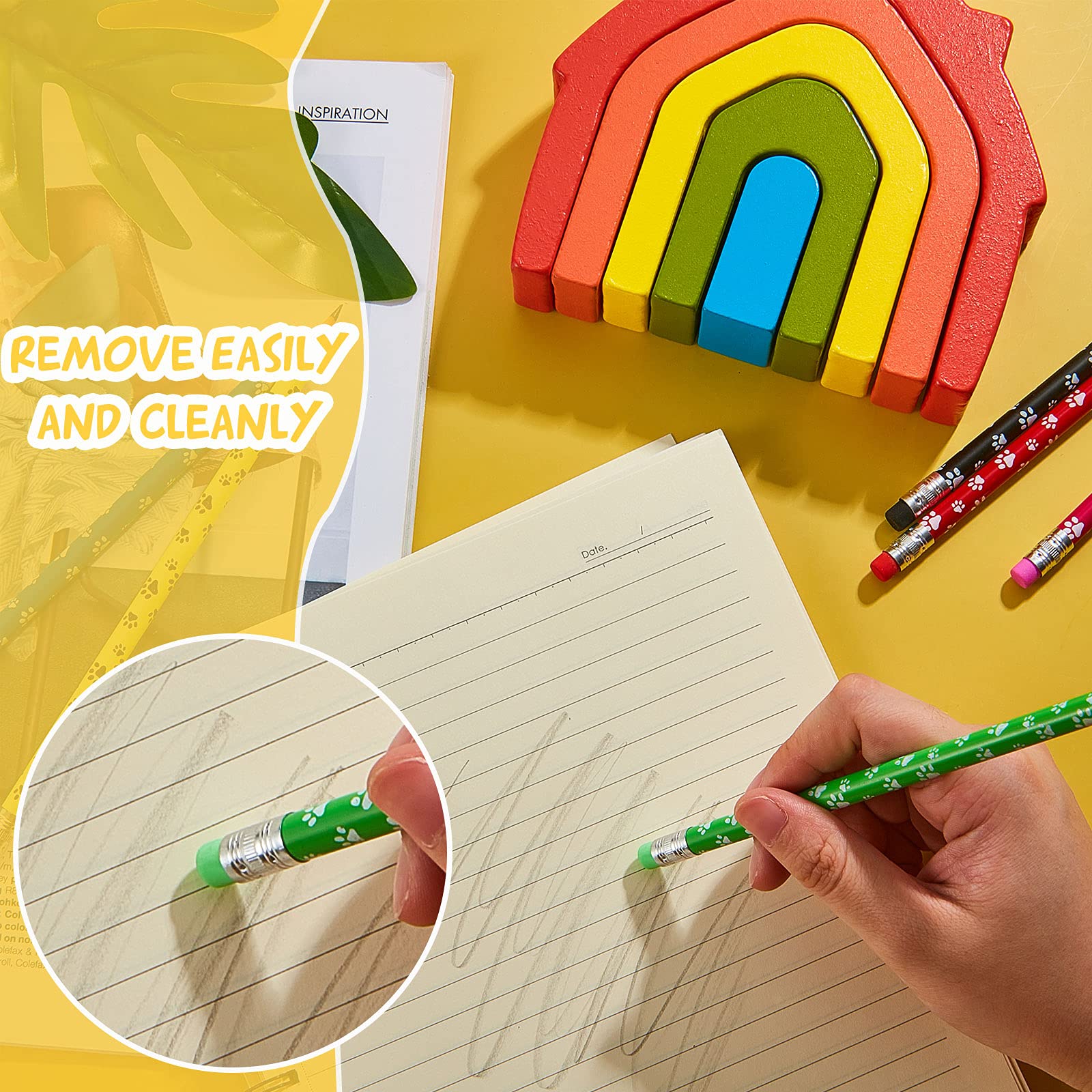 24 Pack Cute Paw Print Wooden Pencils - Colorful Dog-Themed Pencils for Kids, School Supplies, Birthday Party Favors & Office Use - Perfect for Back to School, Classroom Rewards & Pet Lover Gifts