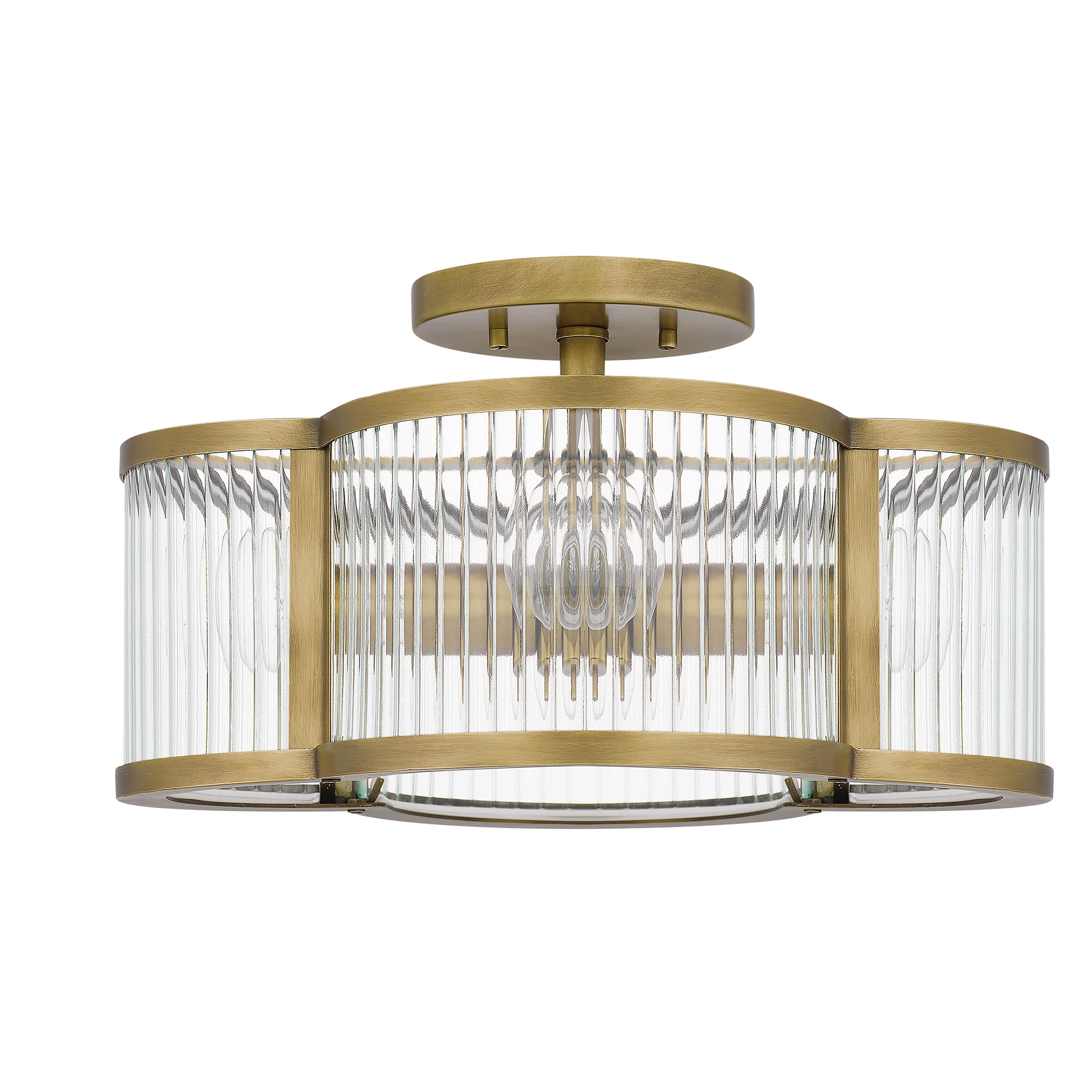 Quoizel Aster 4-Light Weathered Brass Semi Flush Mount Ceiling Light Fixture - Modern Adjustable Chandelier with Resin Construction for Sloped Ceilings - Perfect for Living Room, Bedroom, Dining Room & Hallway Lighting